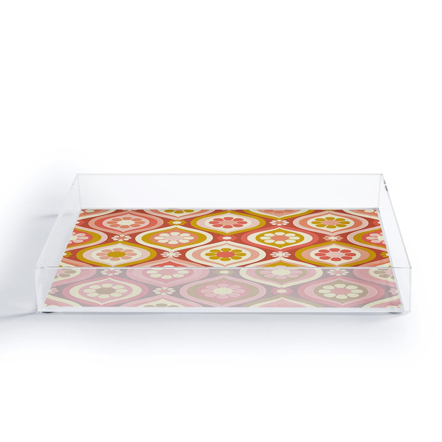 Jenean Morrison Ogee Floral Pink Acrylic Tray