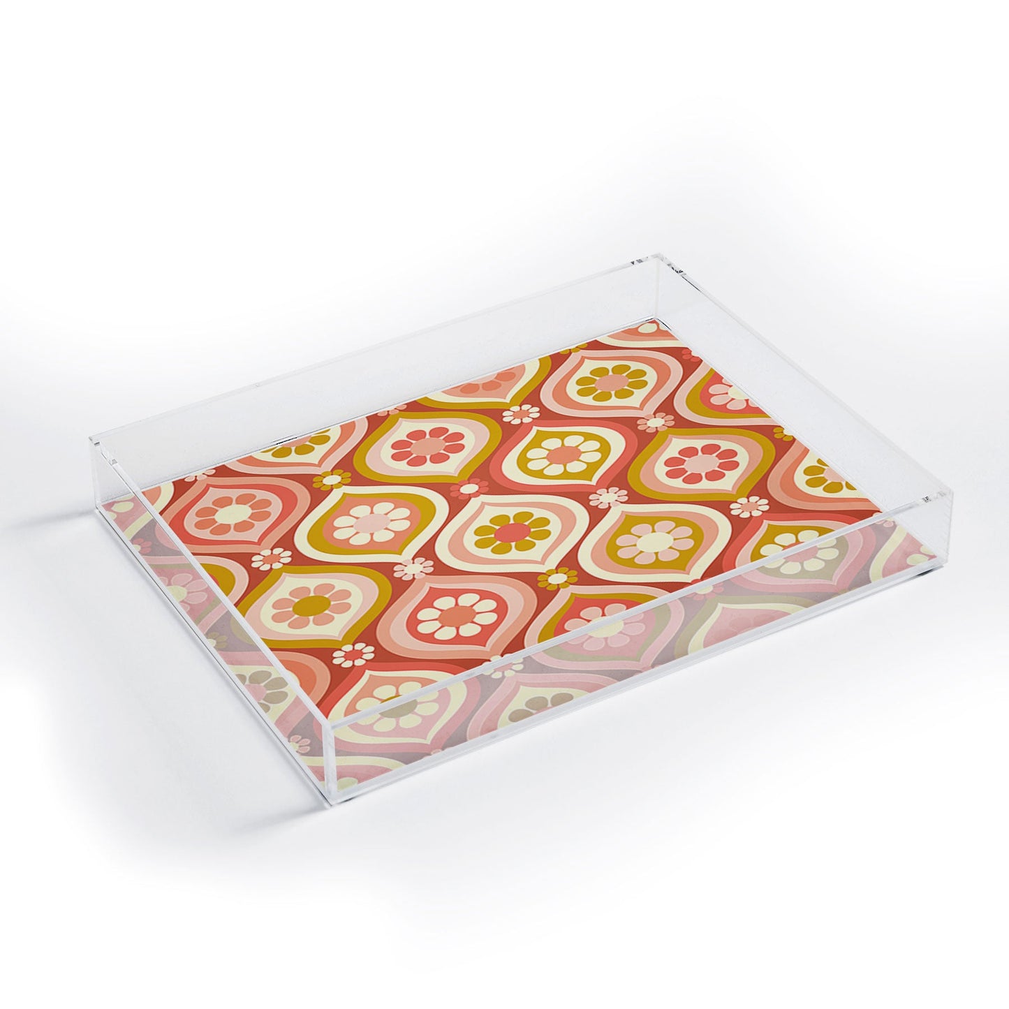 Jenean Morrison Ogee Floral Pink Acrylic Tray