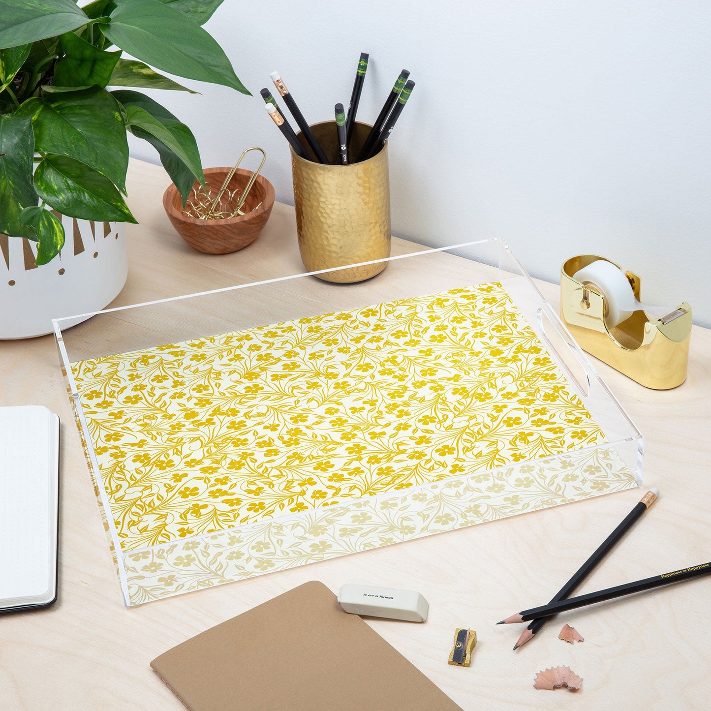 Jenean Morrison Pale Flower Yellow Acrylic Tray