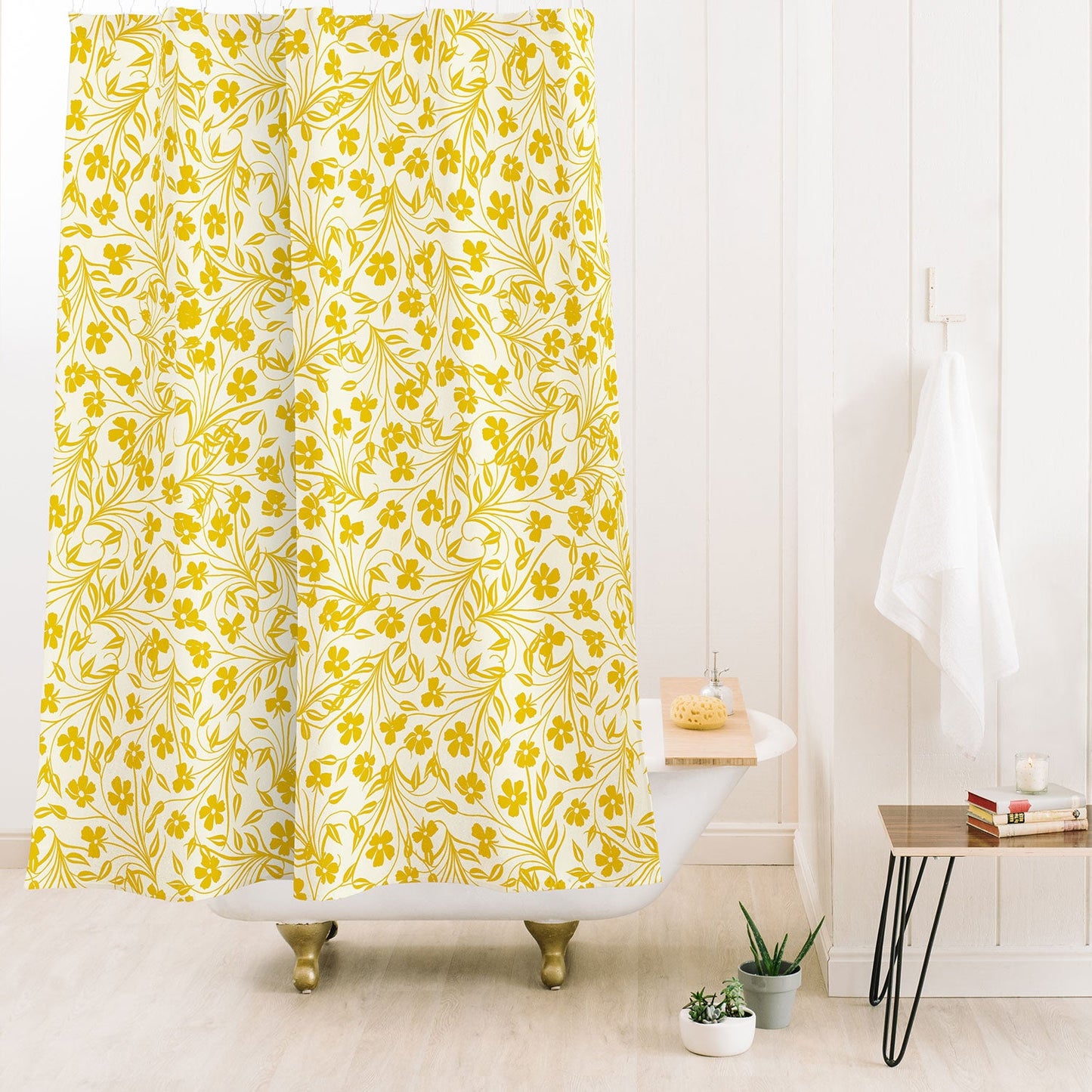 Jenean Morrison Pale Flower Yellow Shower Curtain