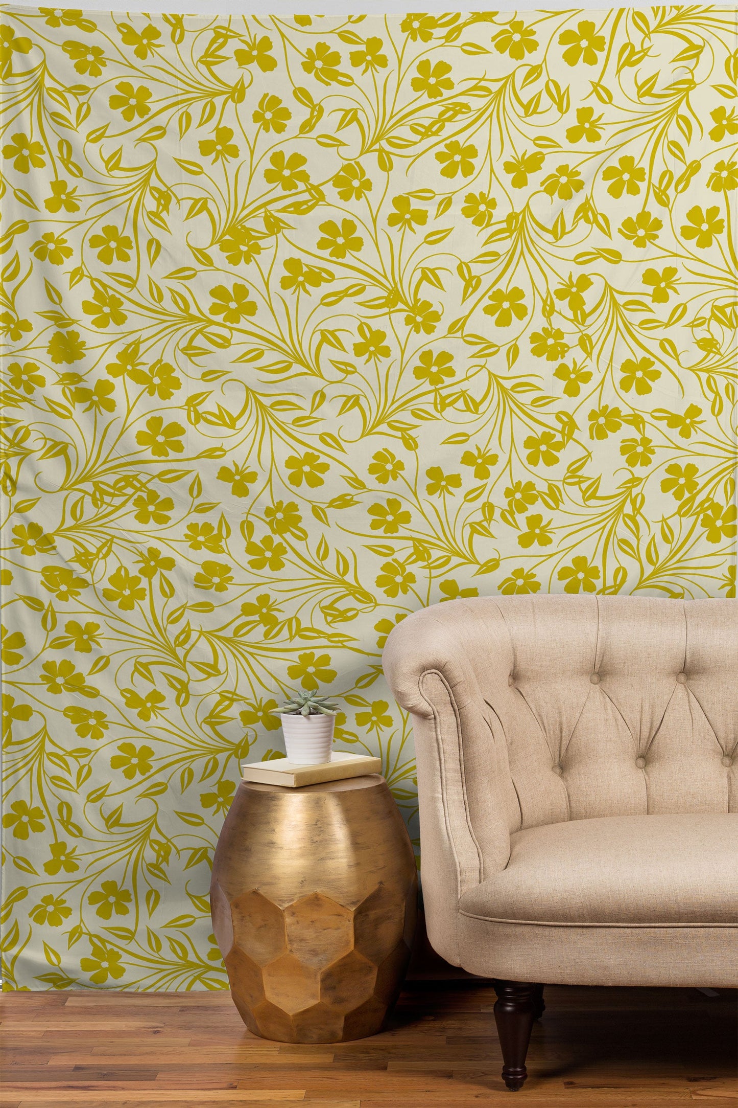 Jenean Morrison Pale Flower Yellow Tapestry
