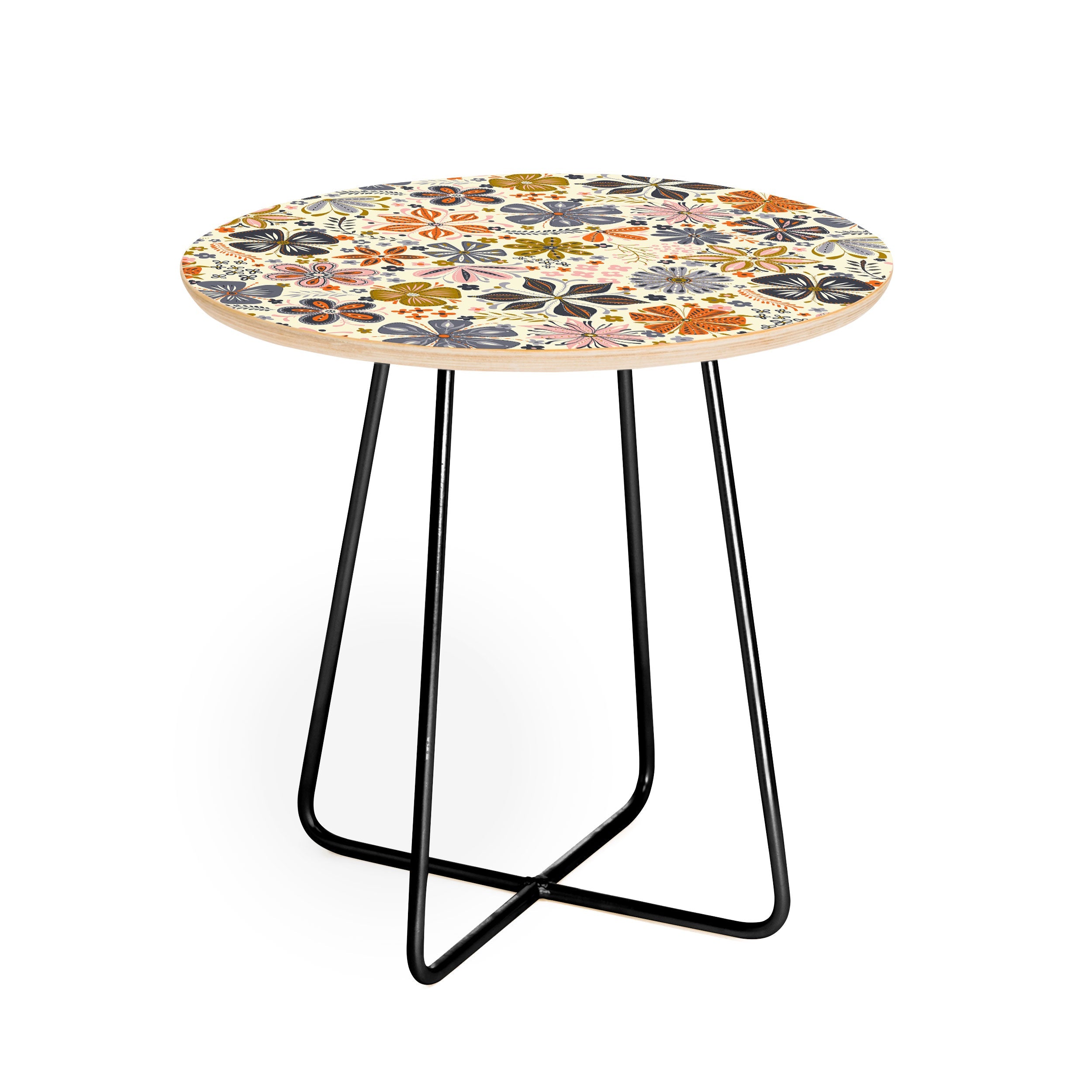 Jenean Morrison Petal Pop in Blue Round Side Table