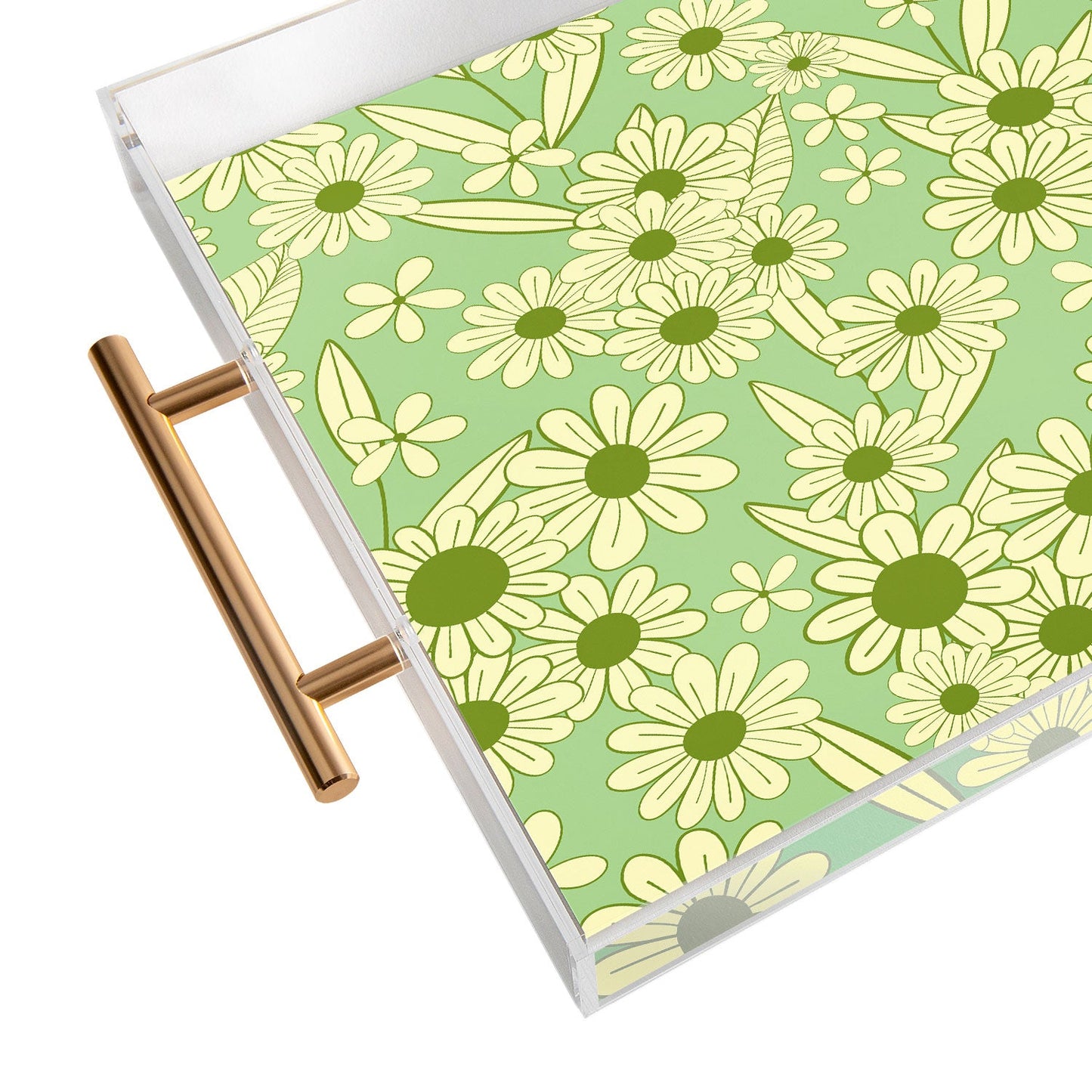 Jenean Morrison Simple Floral Mint Acrylic Tray