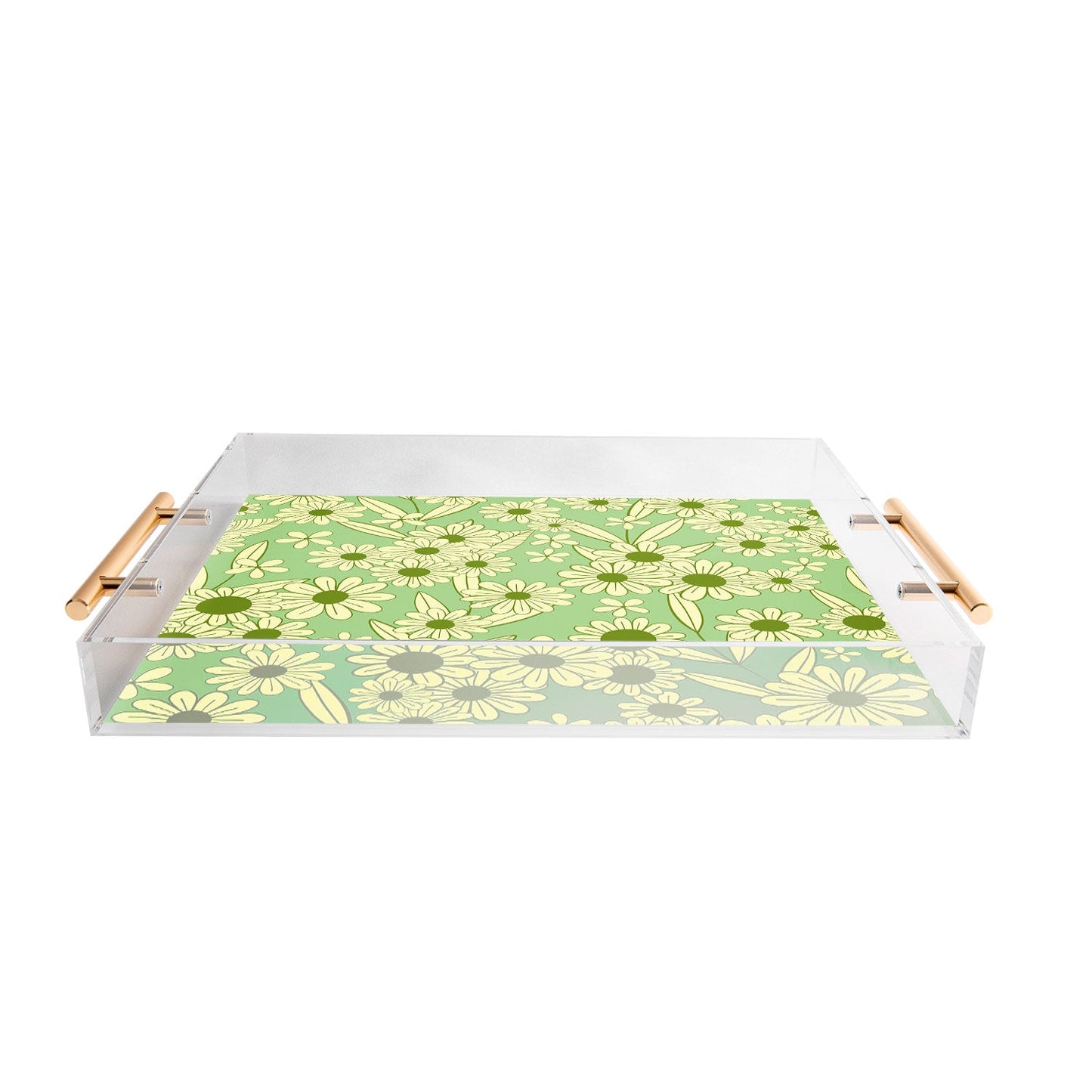 Jenean Morrison Simple Floral Mint Acrylic Tray