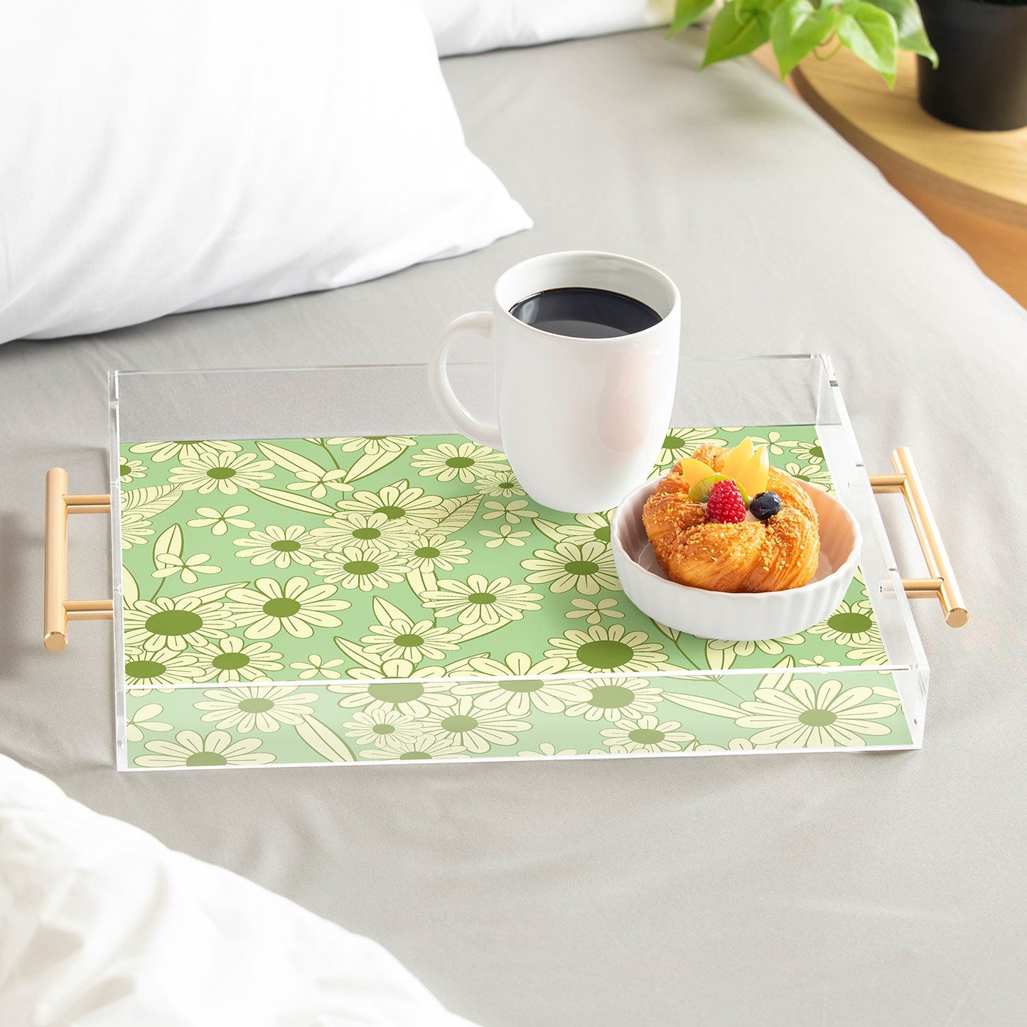 Jenean Morrison Simple Floral Mint Acrylic Tray