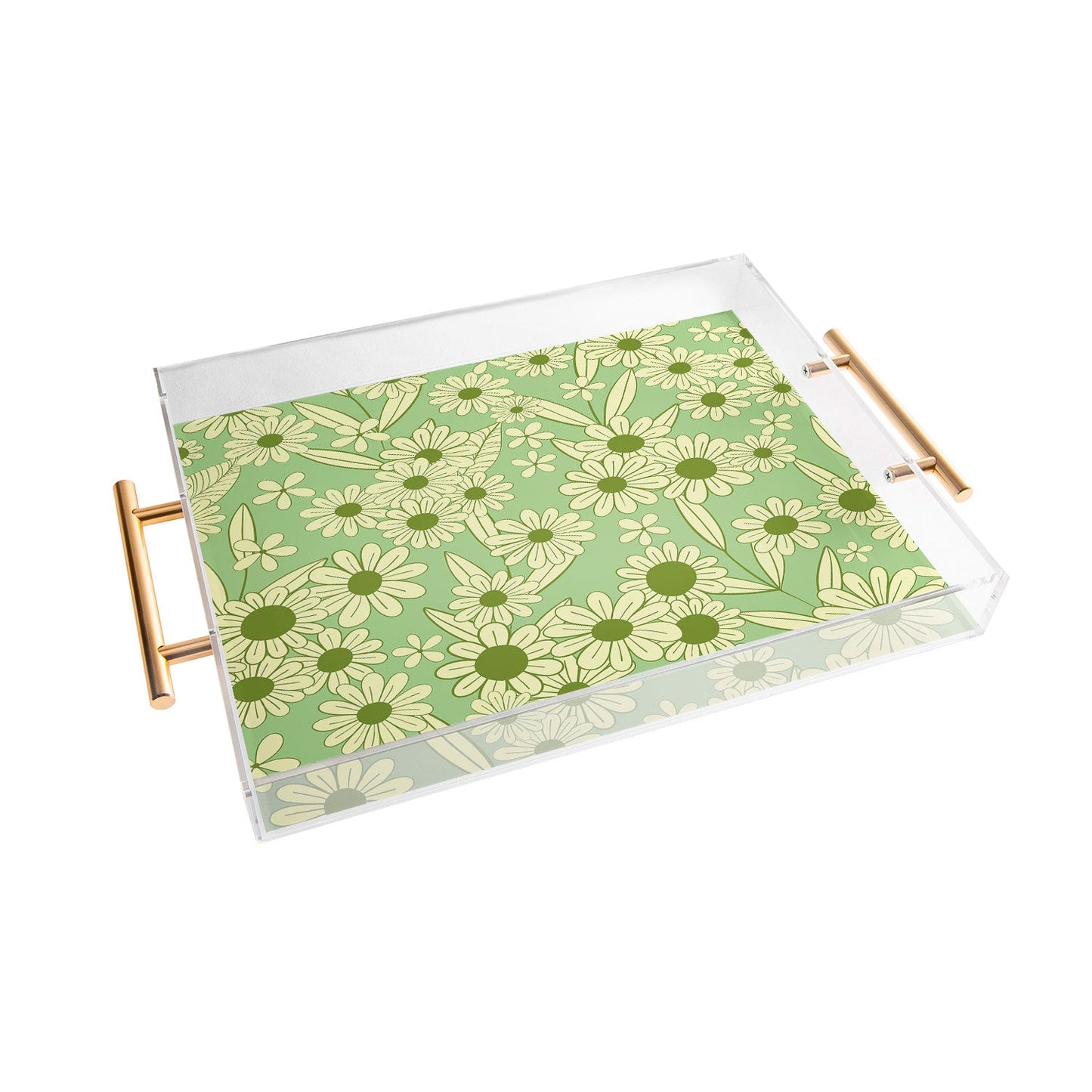 Jenean Morrison Simple Floral Mint Acrylic Tray