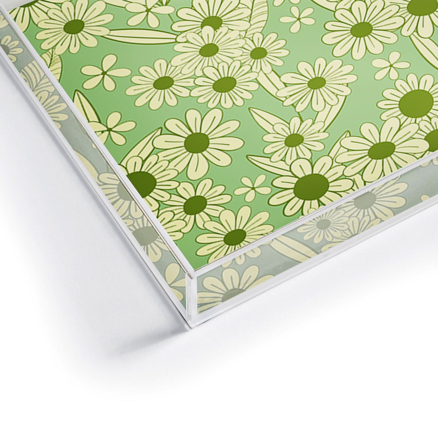 Jenean Morrison Simple Floral Mint Acrylic Tray