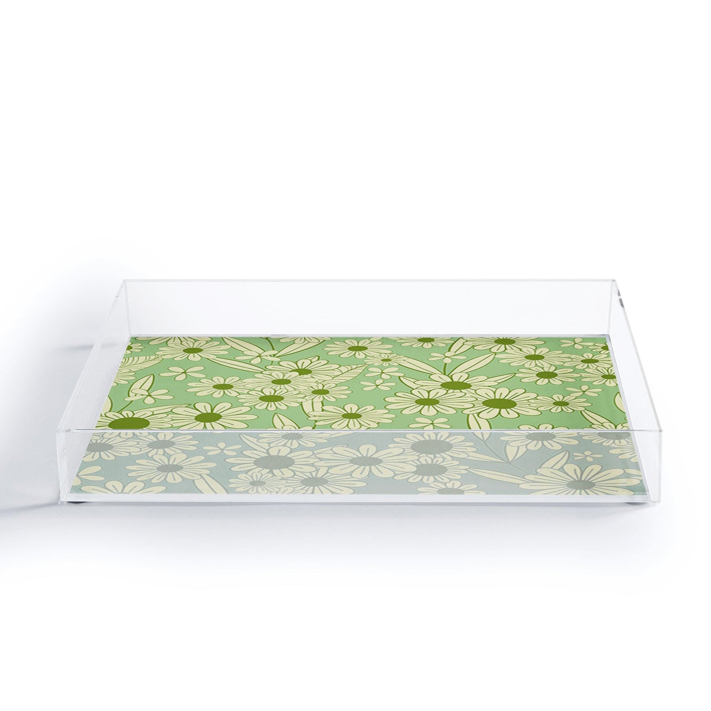 Jenean Morrison Simple Floral Mint Acrylic Tray