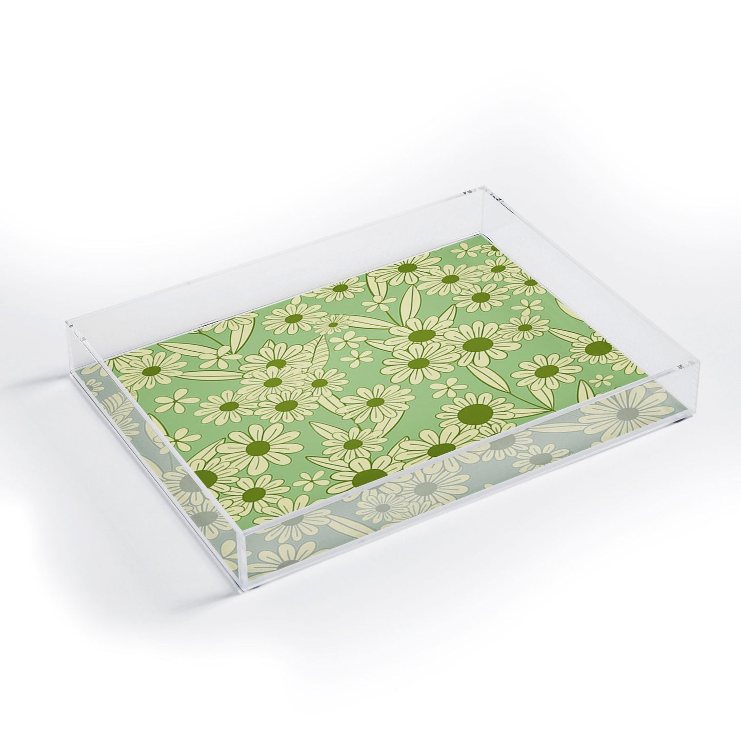 Jenean Morrison Simple Floral Mint Acrylic Tray