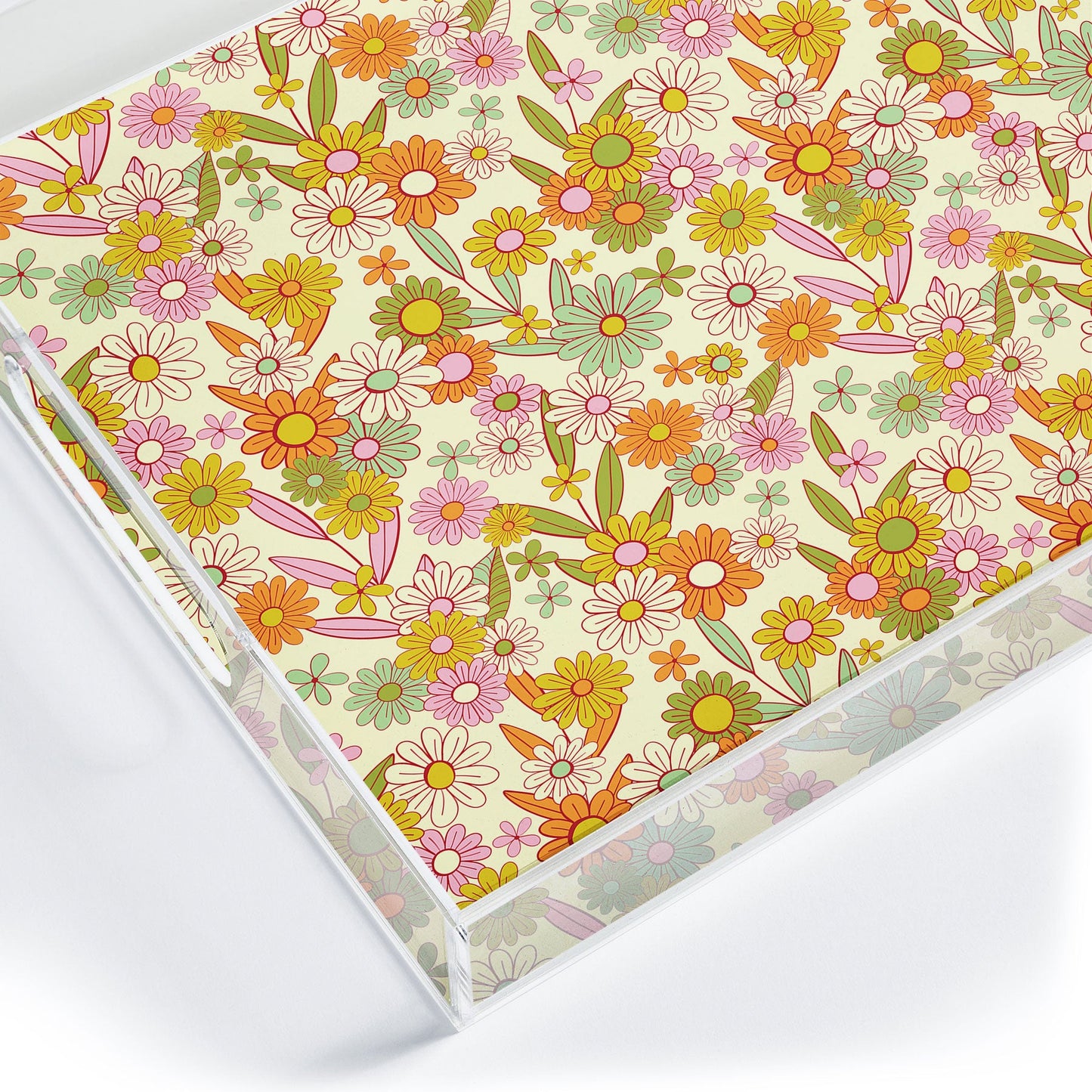 Jenean Morrison Simple Floral Multicolor Acrylic Tray