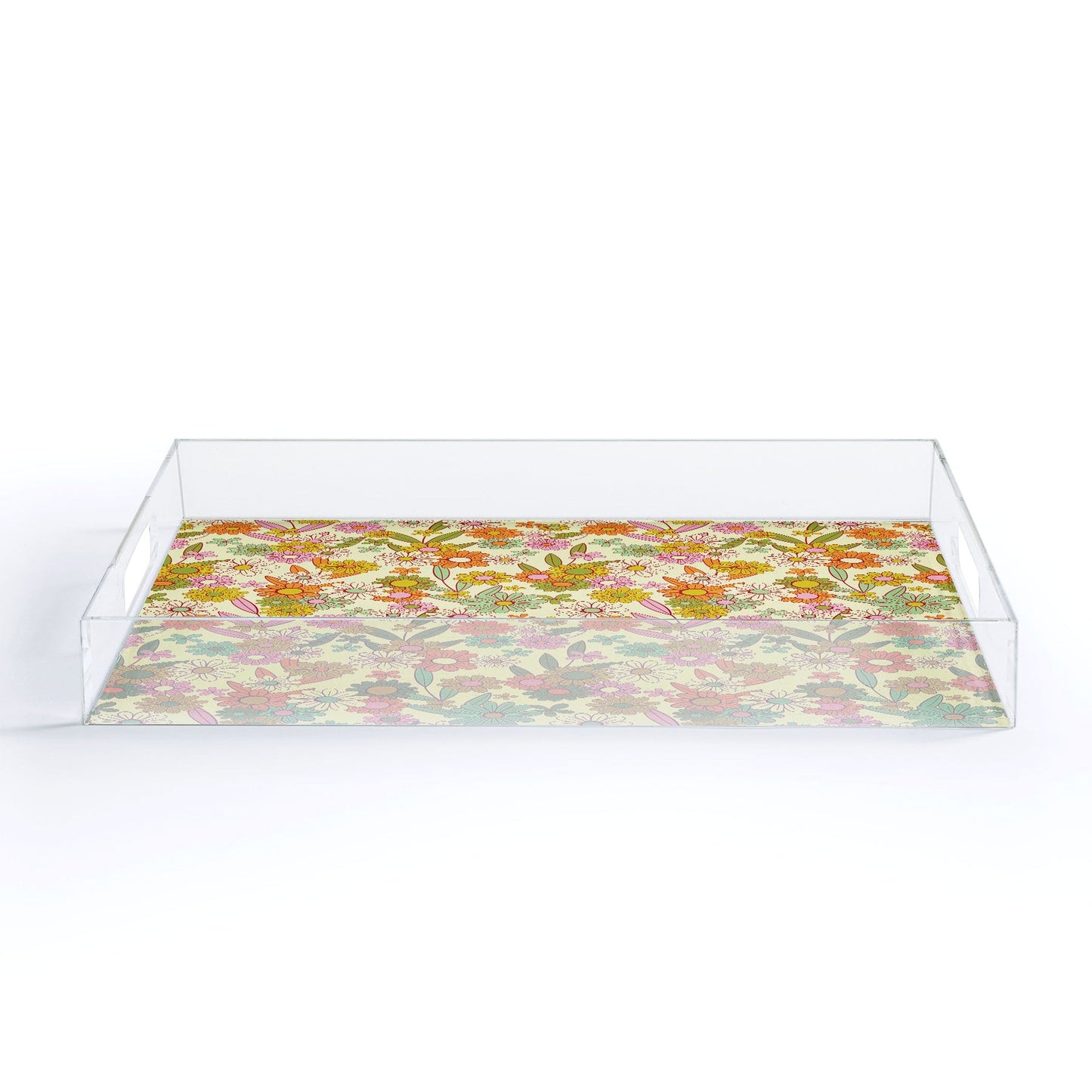 Jenean Morrison Simple Floral Multicolor Acrylic Tray