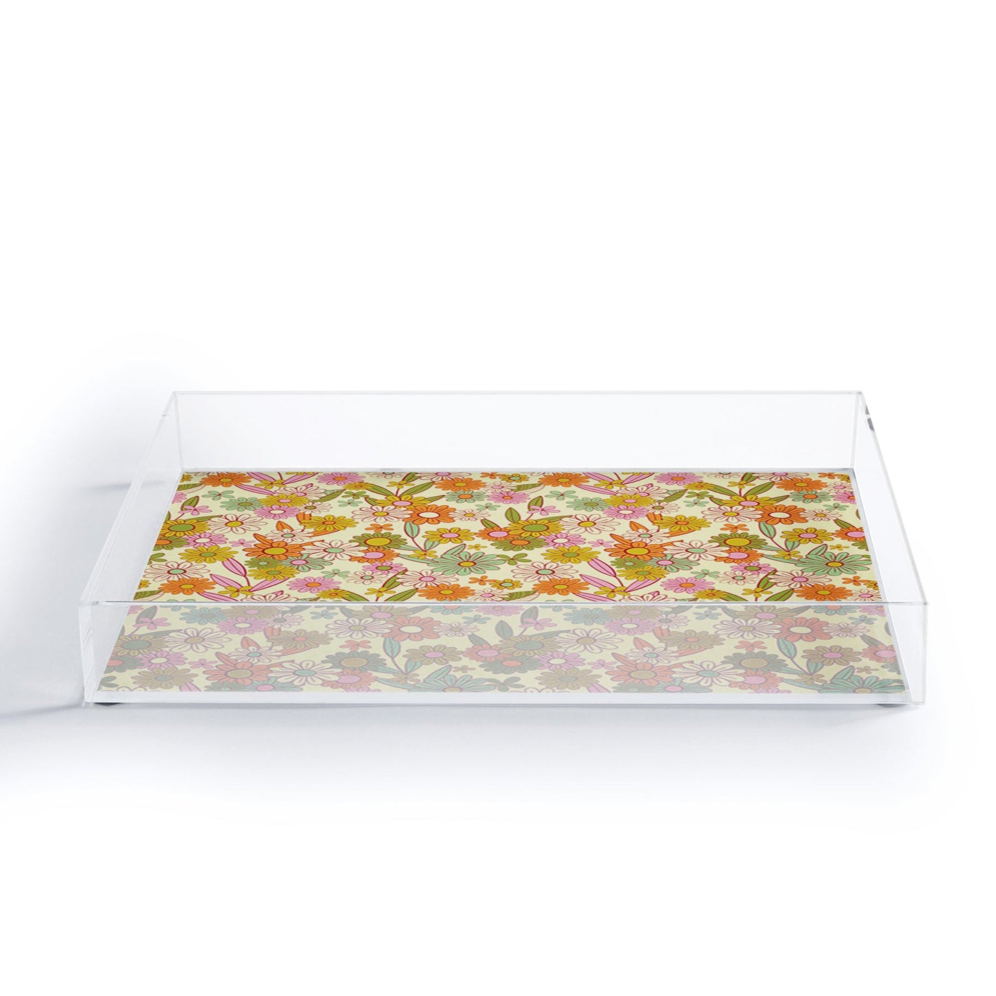 Jenean Morrison Simple Floral Multicolor Acrylic Tray