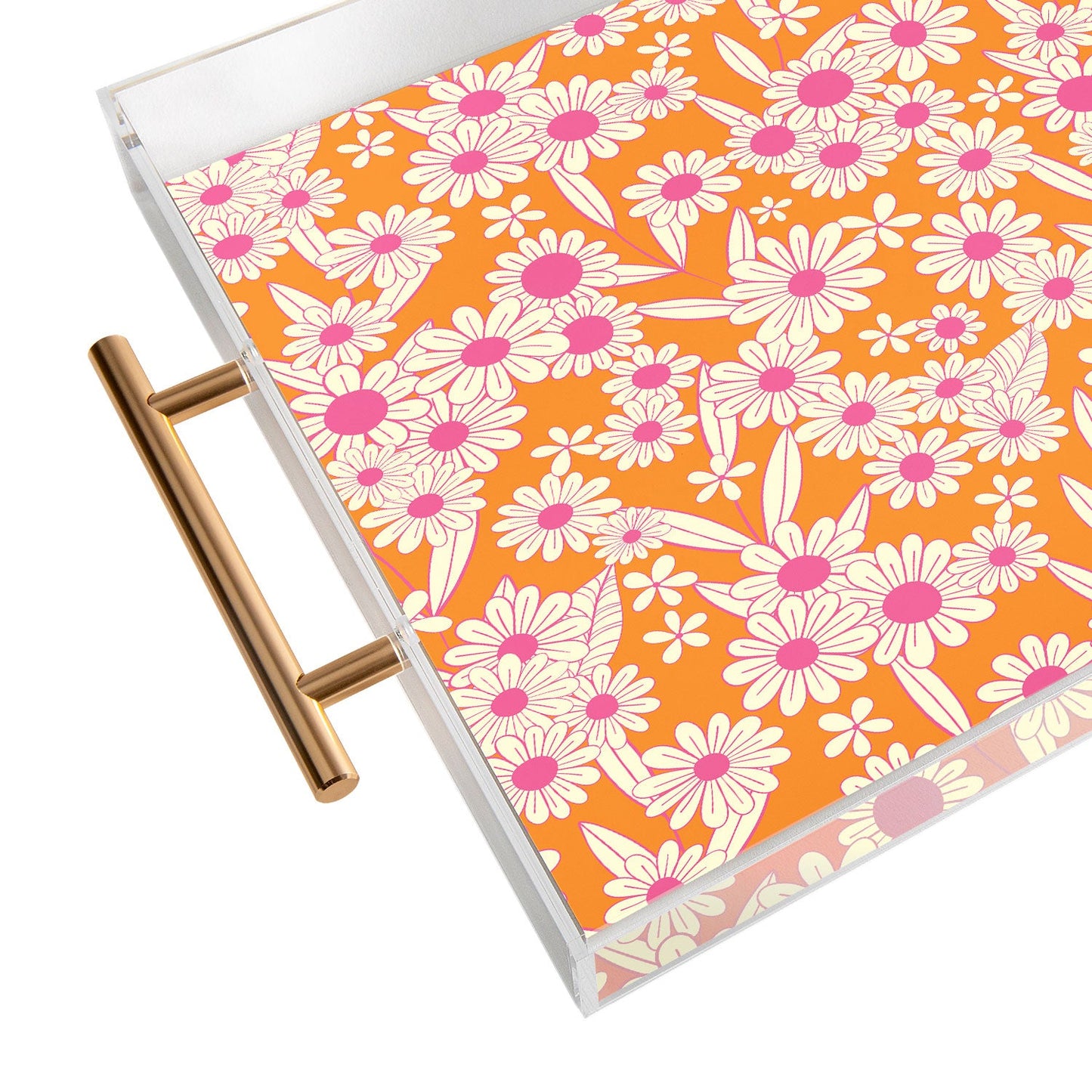 Jenean Morrison Simple Floral Orange Acrylic Tray