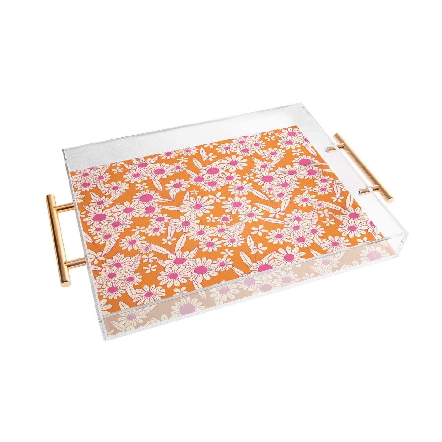 Jenean Morrison Simple Floral Orange Acrylic Tray