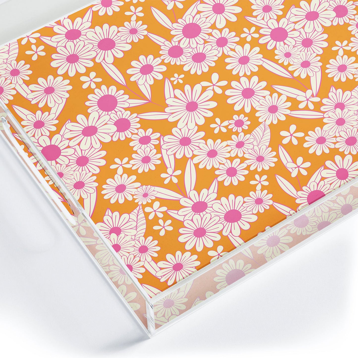 Jenean Morrison Simple Floral Orange Acrylic Tray