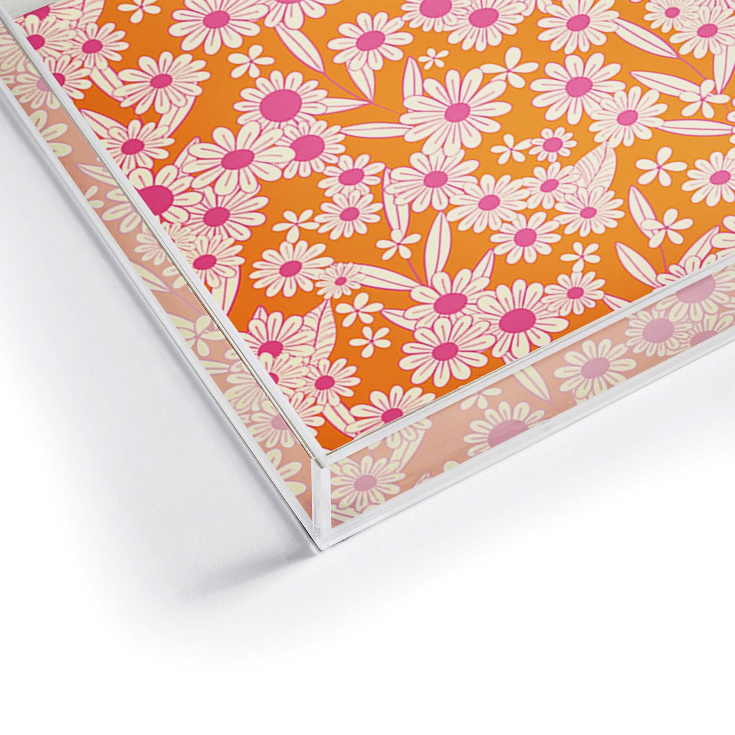 Jenean Morrison Simple Floral Orange Acrylic Tray