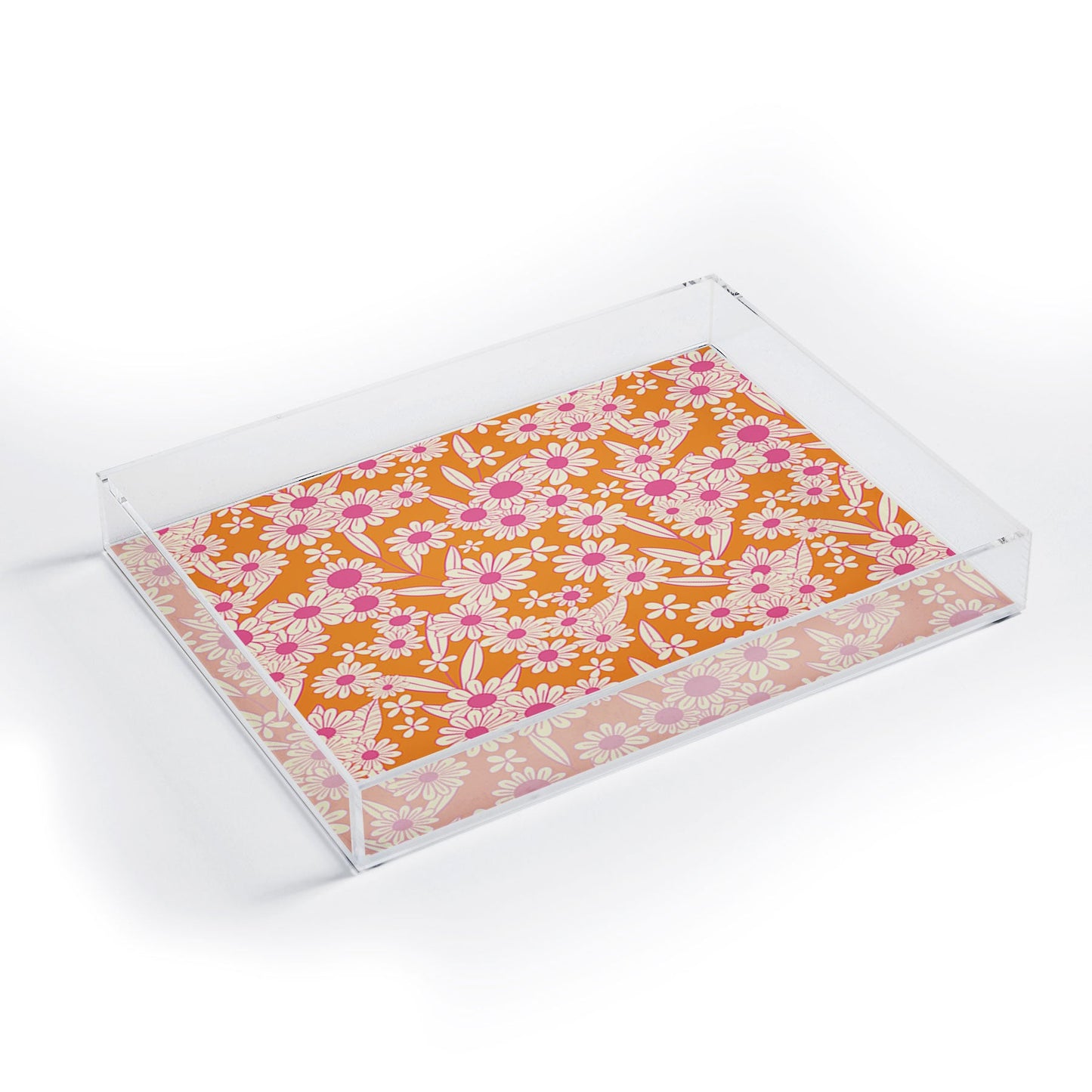 Jenean Morrison Simple Floral Orange Acrylic Tray