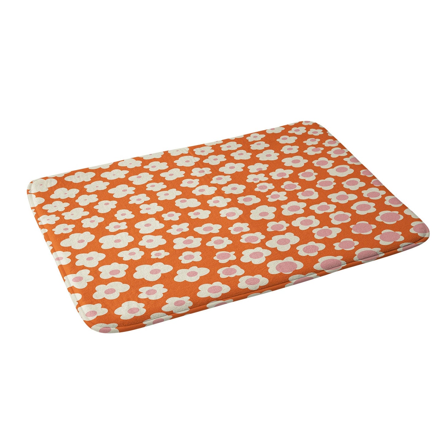 Jenean Morrison Sunny Side Floral in Orange Memory Foam Bath Mat