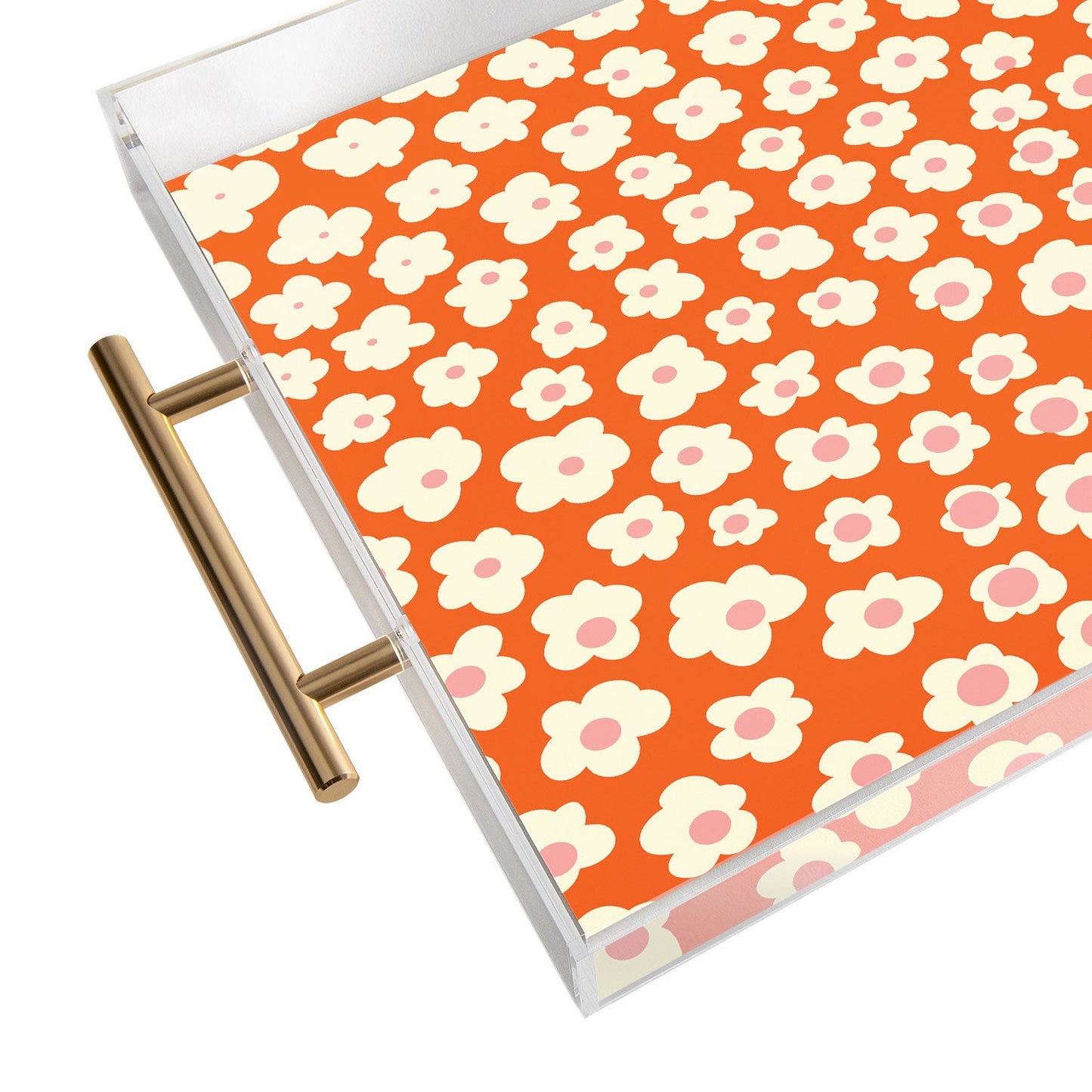 Jenean Morrison Sunny Side Floral in Orange Acrylic Tray