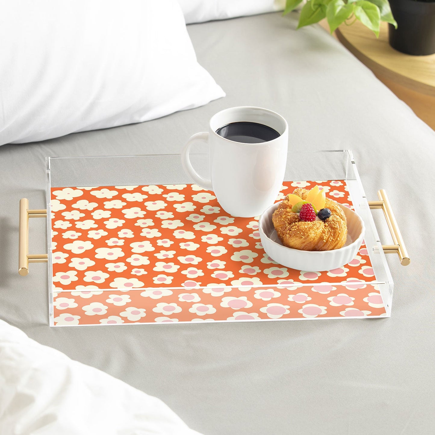 Jenean Morrison Sunny Side Floral in Orange Acrylic Tray