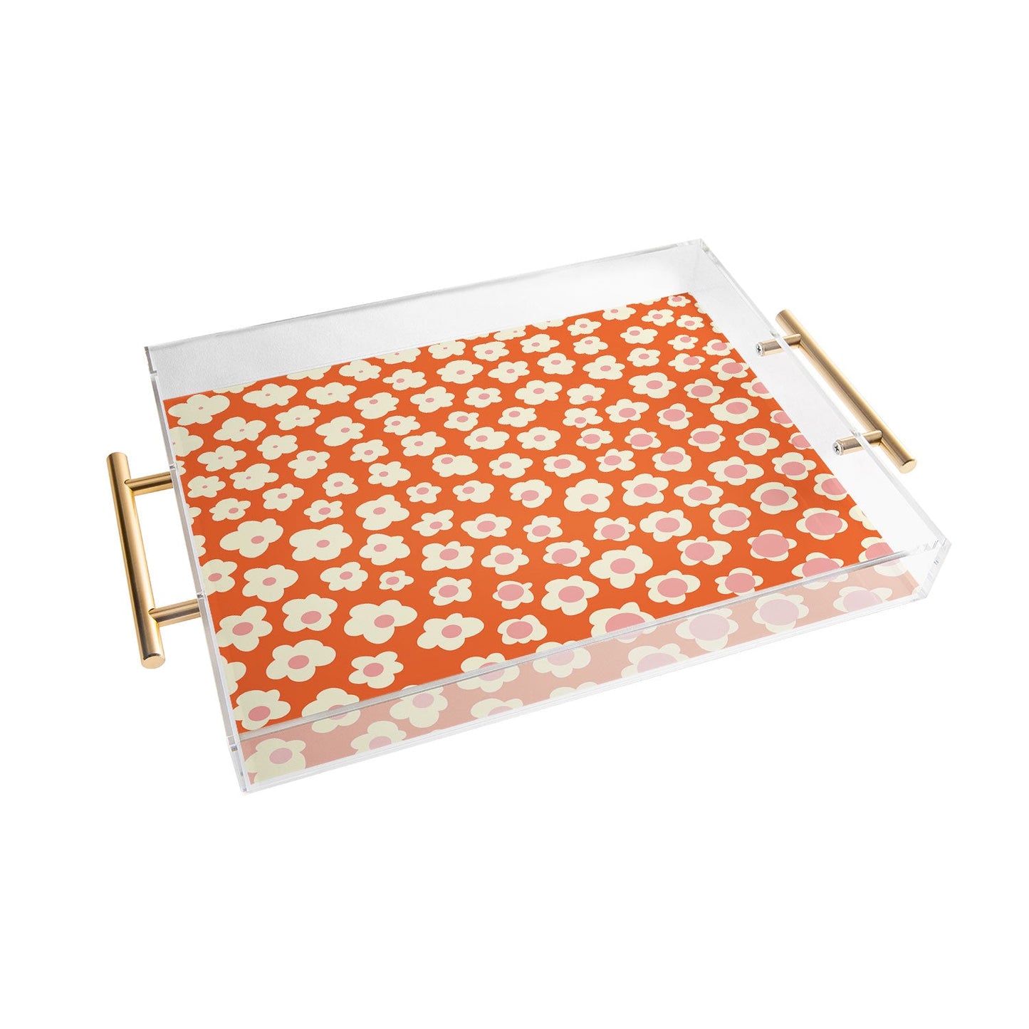 Jenean Morrison Sunny Side Floral in Orange Acrylic Tray