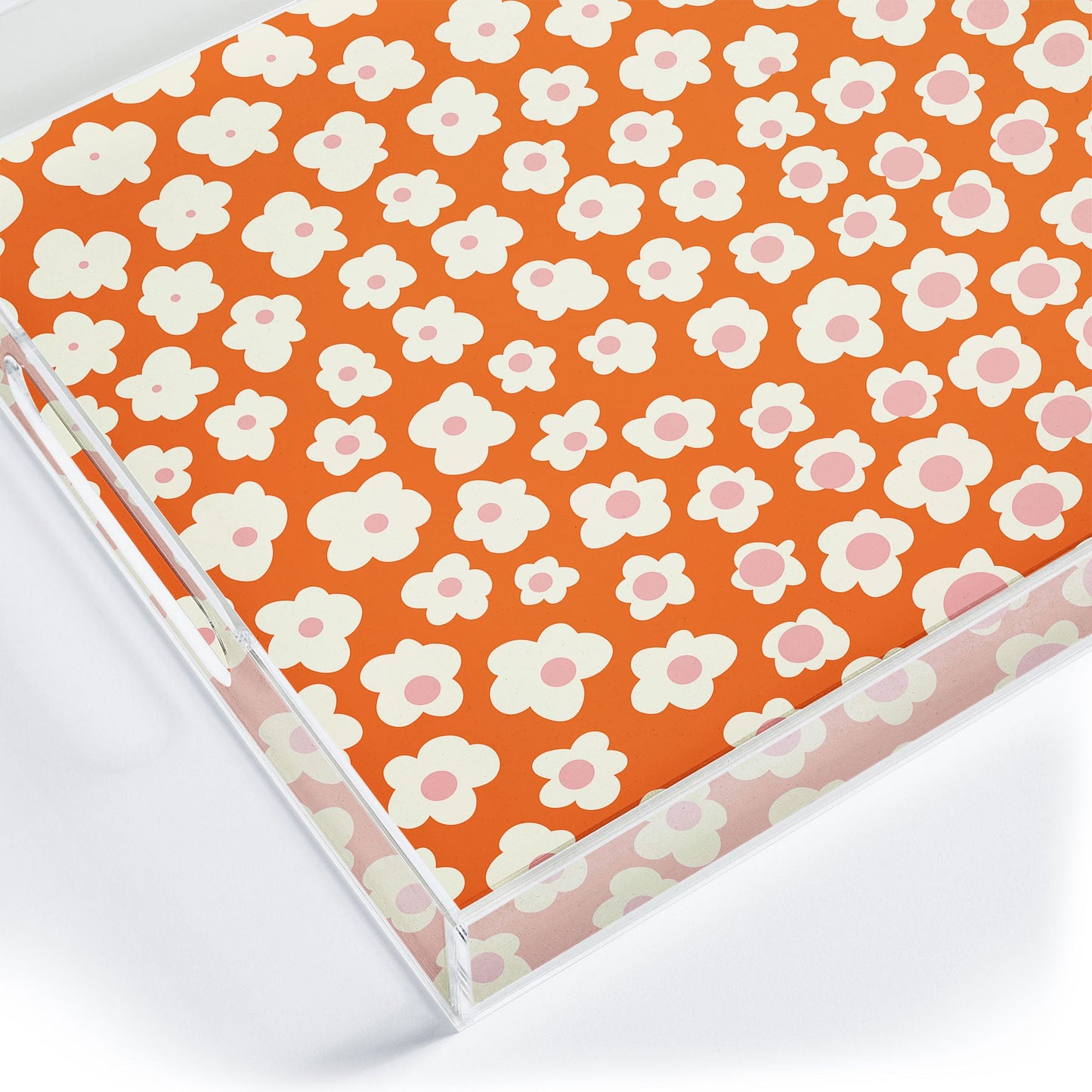 Jenean Morrison Sunny Side Floral in Orange Acrylic Tray