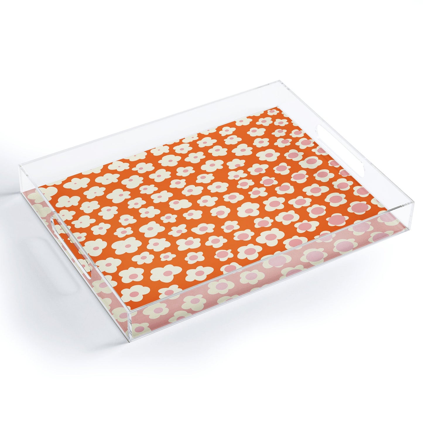 Jenean Morrison Sunny Side Floral in Orange Acrylic Tray