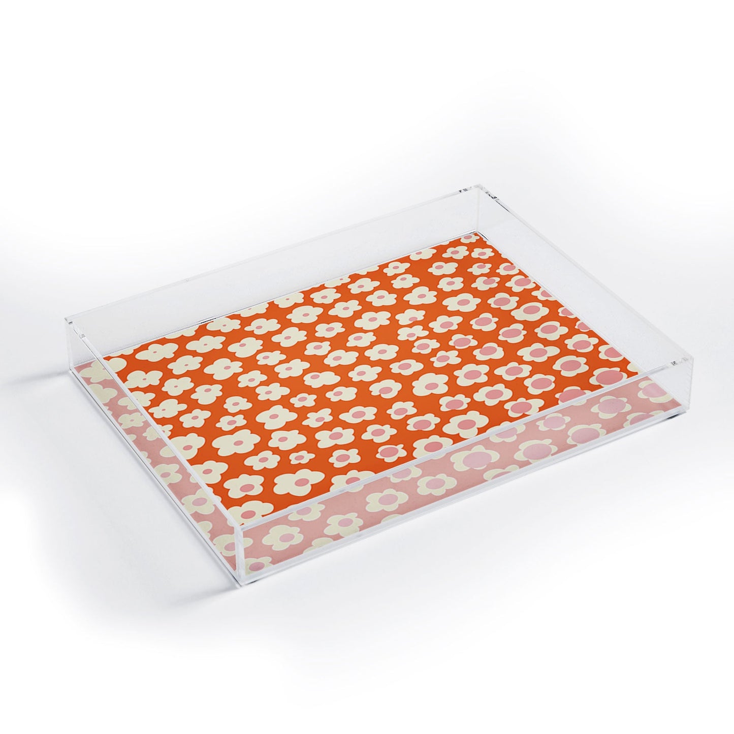 Jenean Morrison Sunny Side Floral in Orange Acrylic Tray
