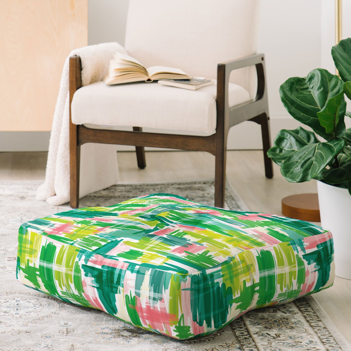 Jenean Morrison Tropical Abstract Floor Pillow Square