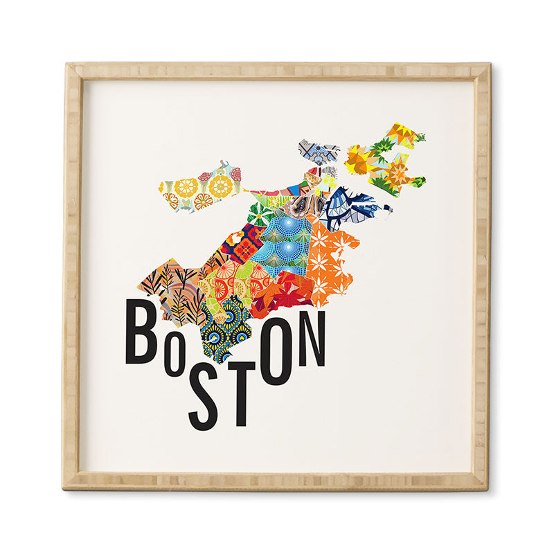 Jennifer Hill Boston Map Framed Wall Art