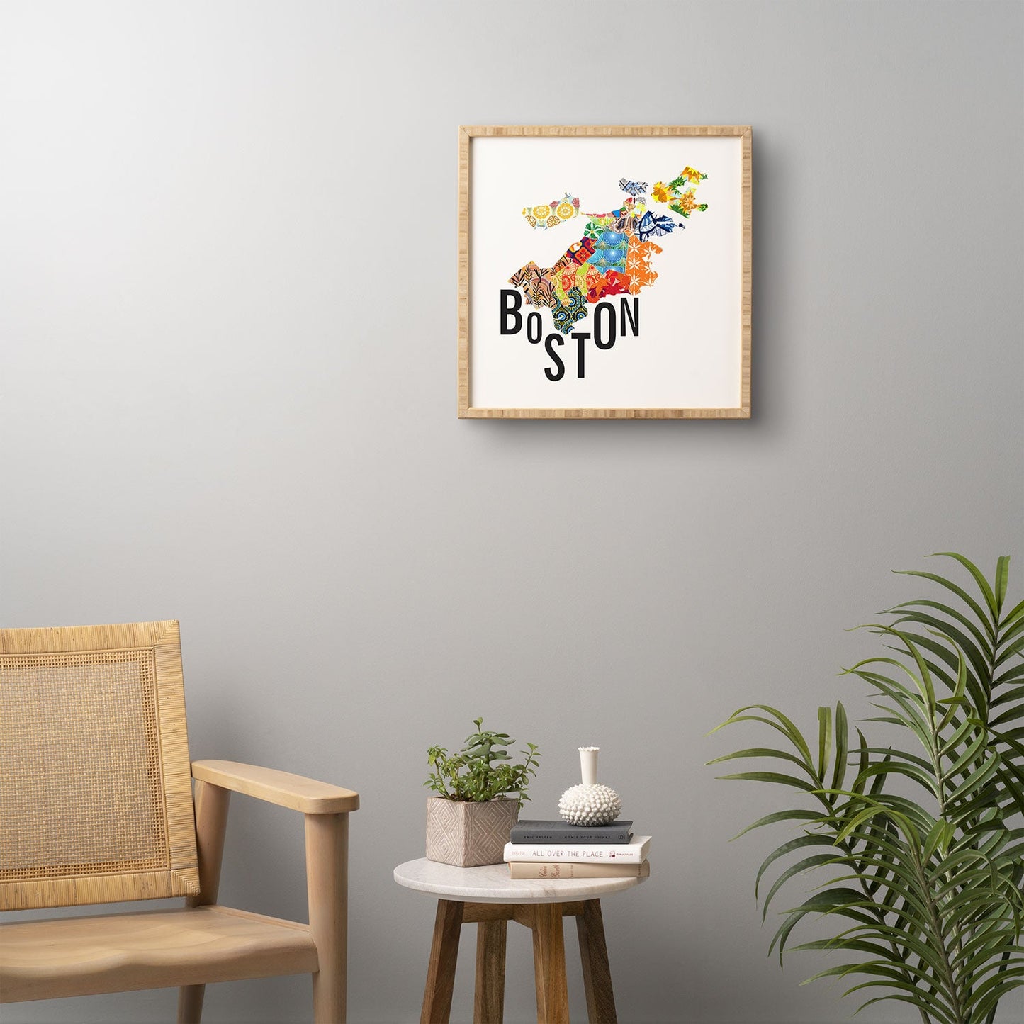 Jennifer Hill Boston Map Framed Wall Art