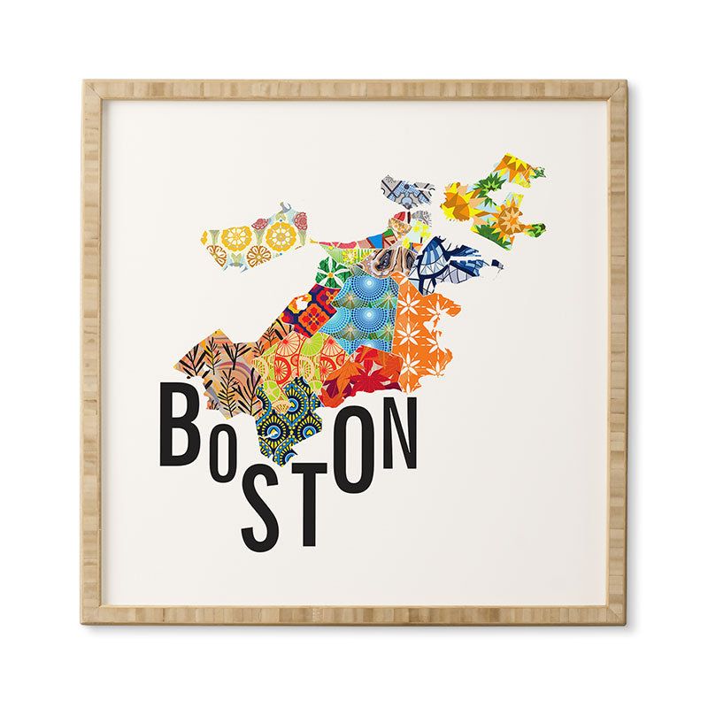 Jennifer Hill Boston Map Framed Wall Art