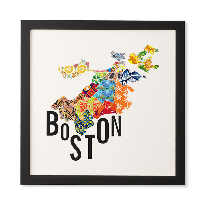 Jennifer Hill Boston Map Framed Wall Art