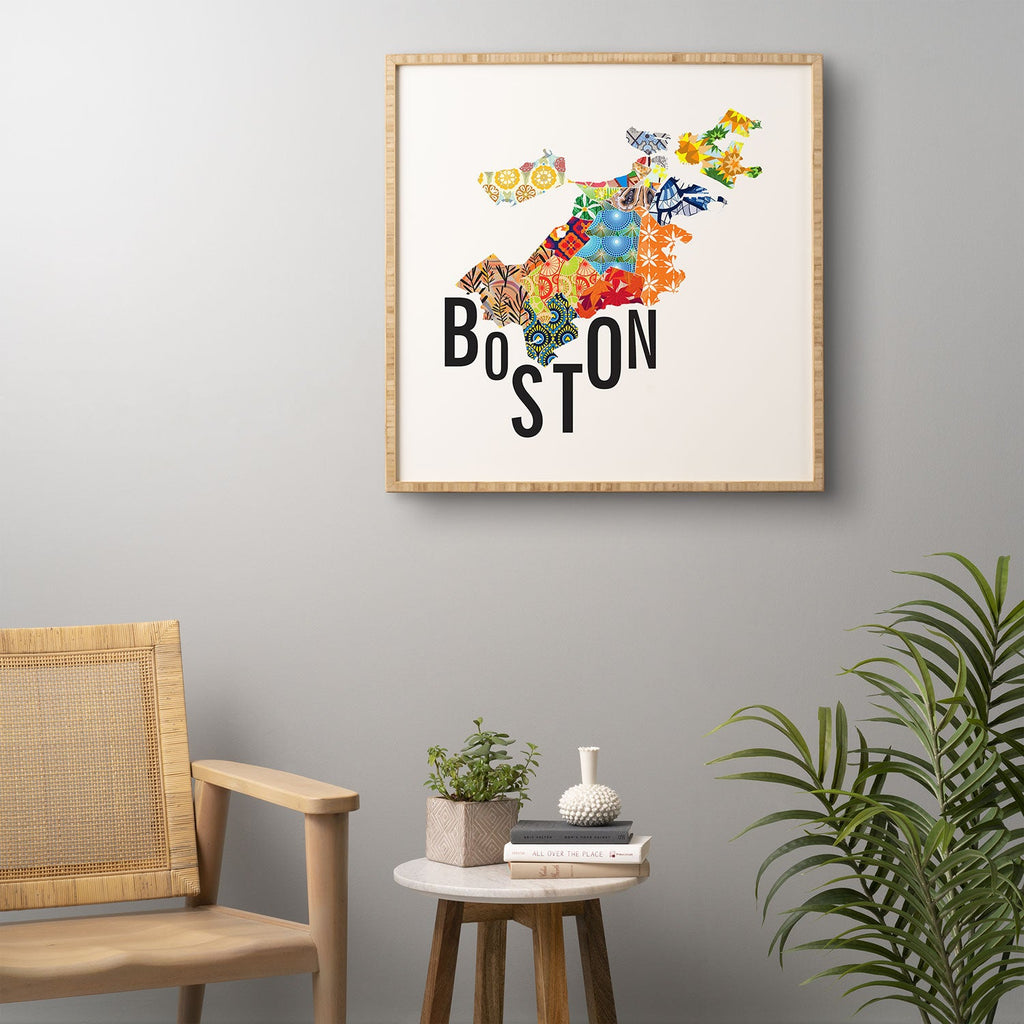Jennifer Hill Boston Map Framed Wall Art