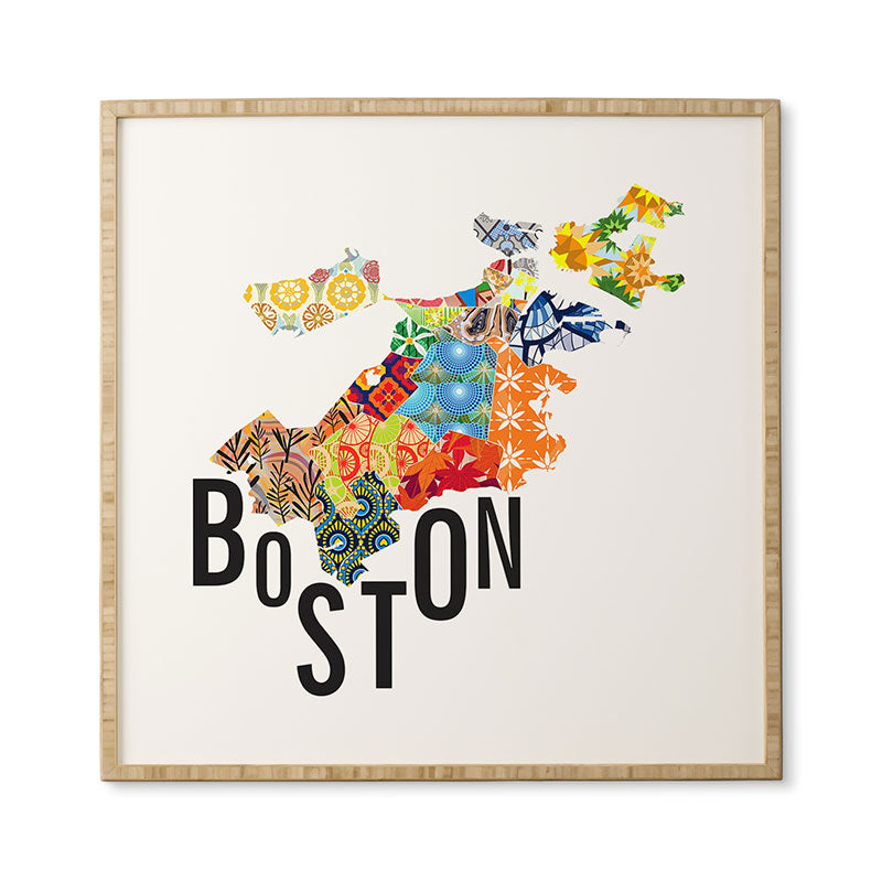 Jennifer Hill Boston Map Framed Wall Art