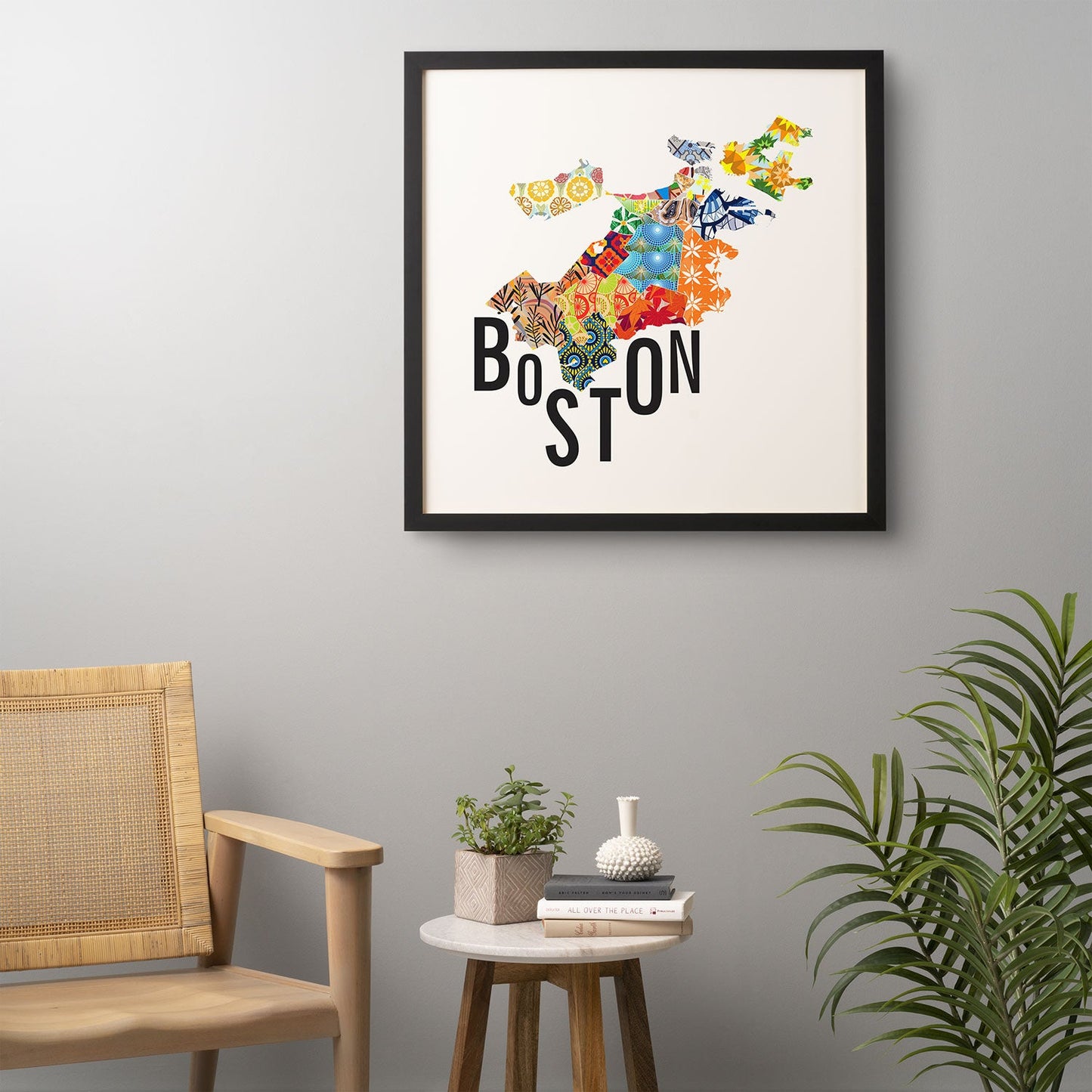 Jennifer Hill Boston Map Framed Wall Art