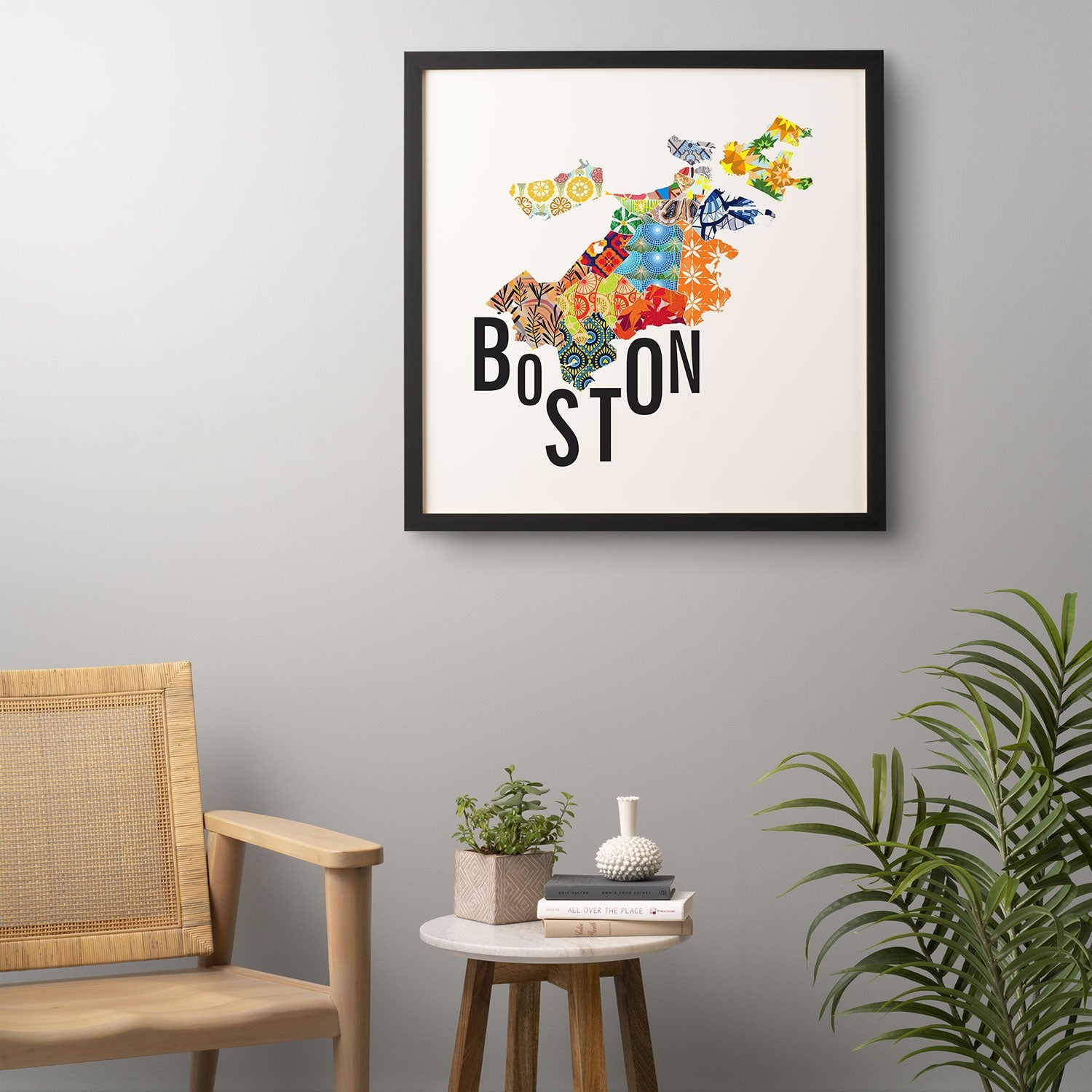 Jennifer Hill Boston Map Framed Wall Art