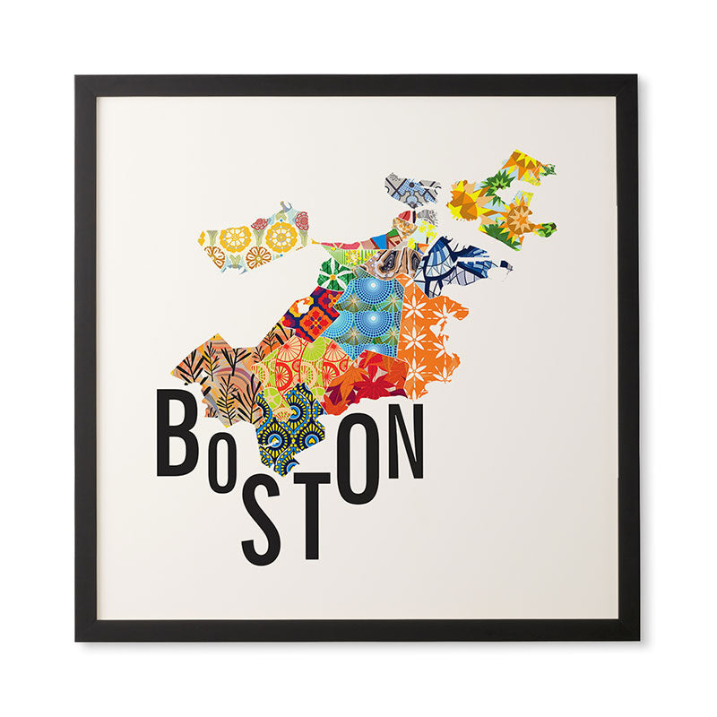 Jennifer Hill Boston Map Framed Wall Art