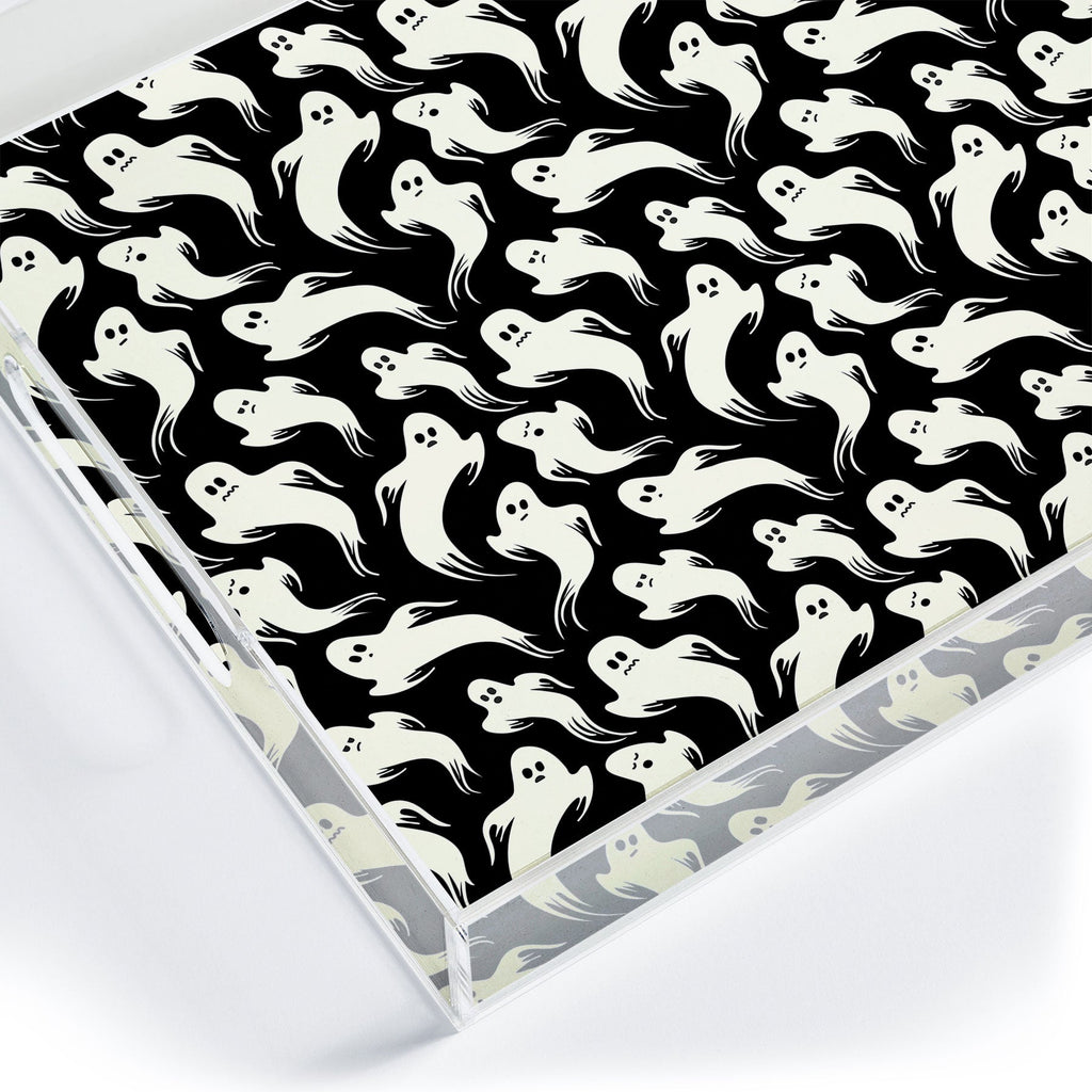 Jennifer Ladd Halloween ghosts 2 Acrylic Tray