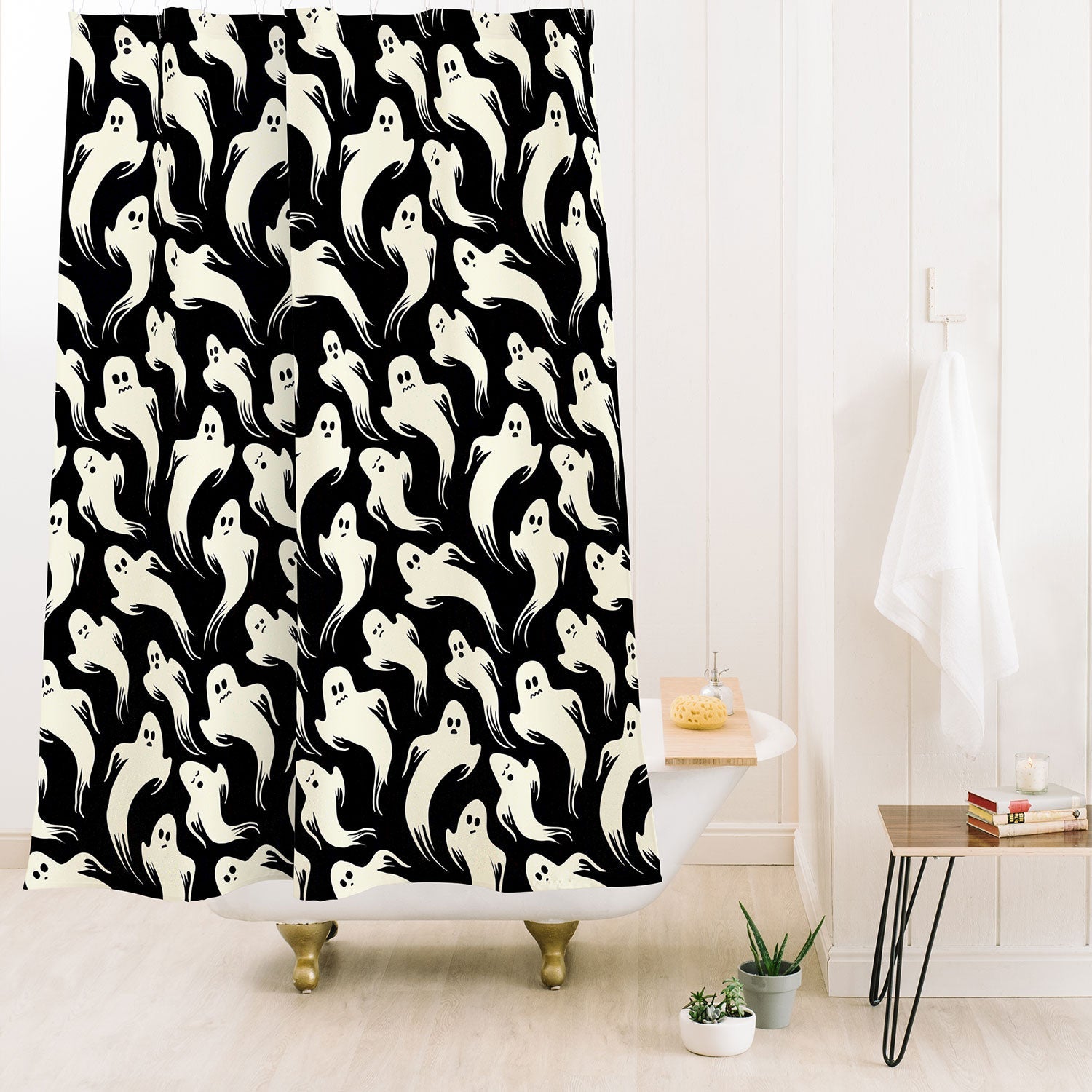 Jennifer Ladd Halloween ghosts 2 Shower Curtain