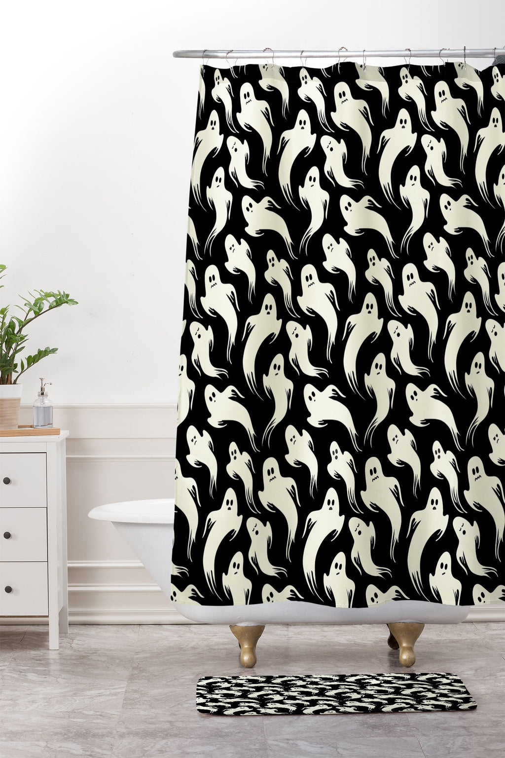Jennifer Ladd Halloween ghosts 2 Memory Foam Bath Mat