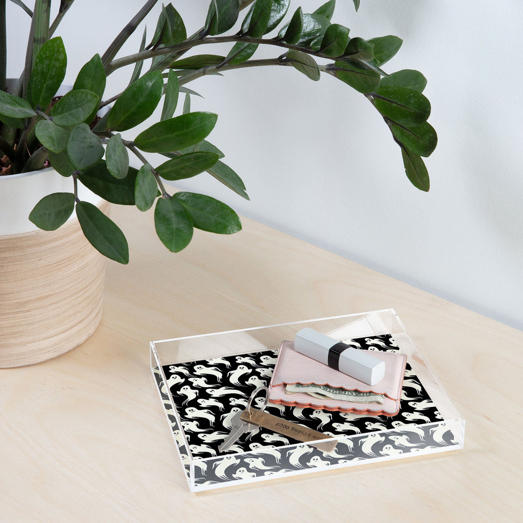 Jennifer Ladd Halloween ghosts 2 Acrylic Tray