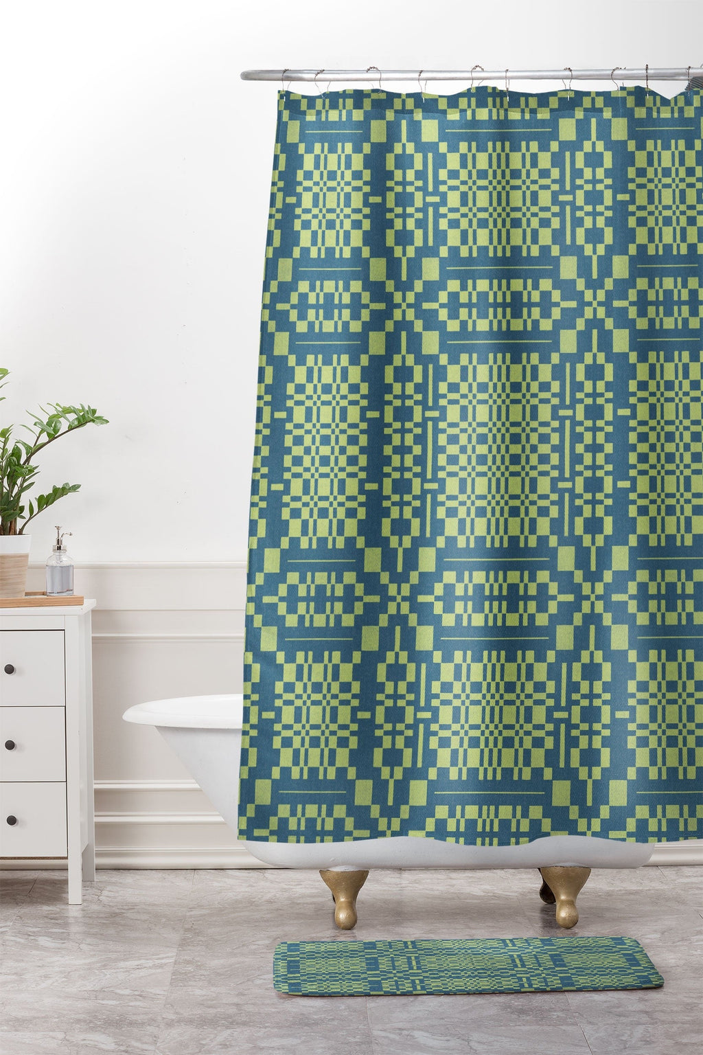 Marta Barragan Camarasa Nostalgic Grid Design Memory Foam Bath Mat