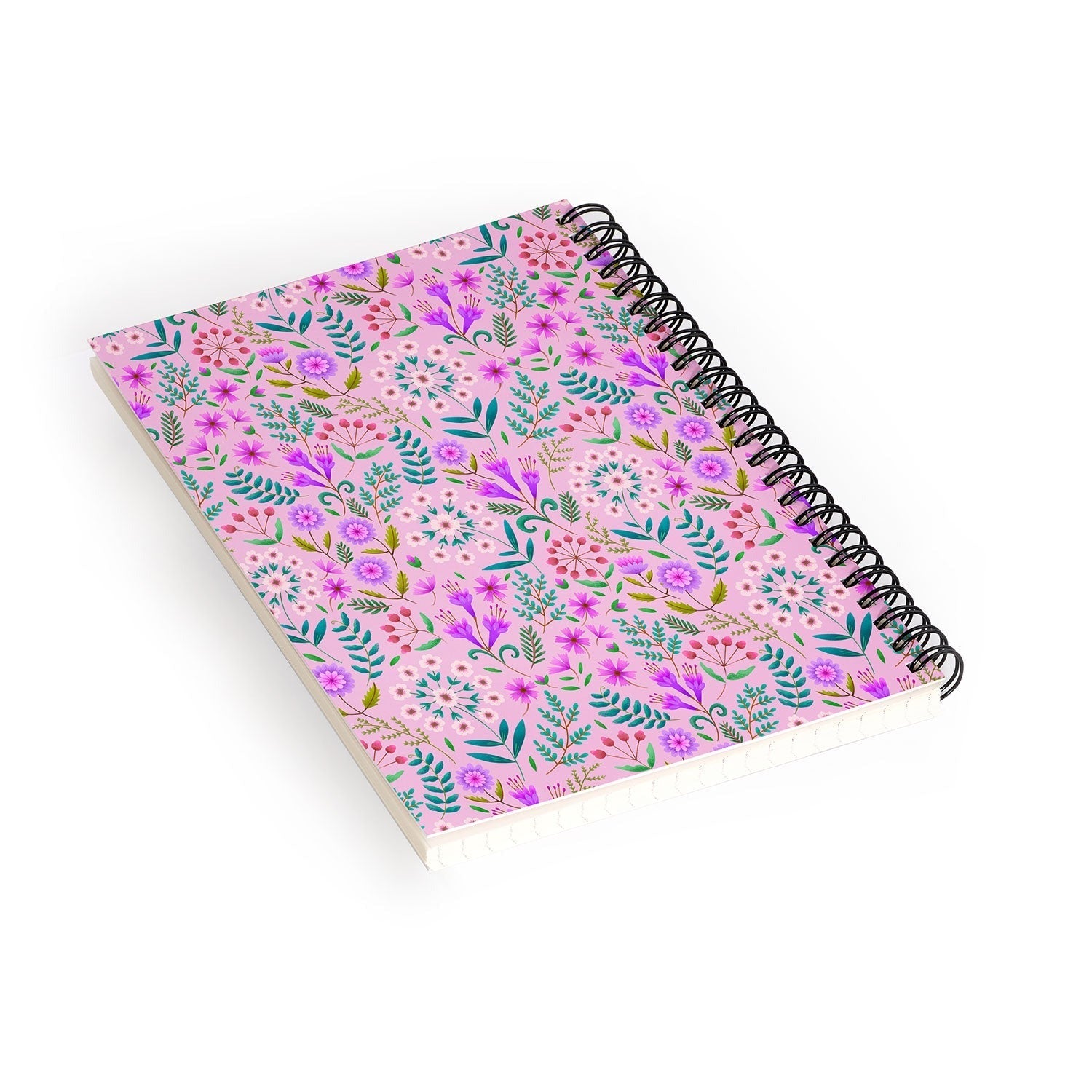 Pimlada Phuapradit Ditsy Purple Floral Half Drop Spiral Notebook
