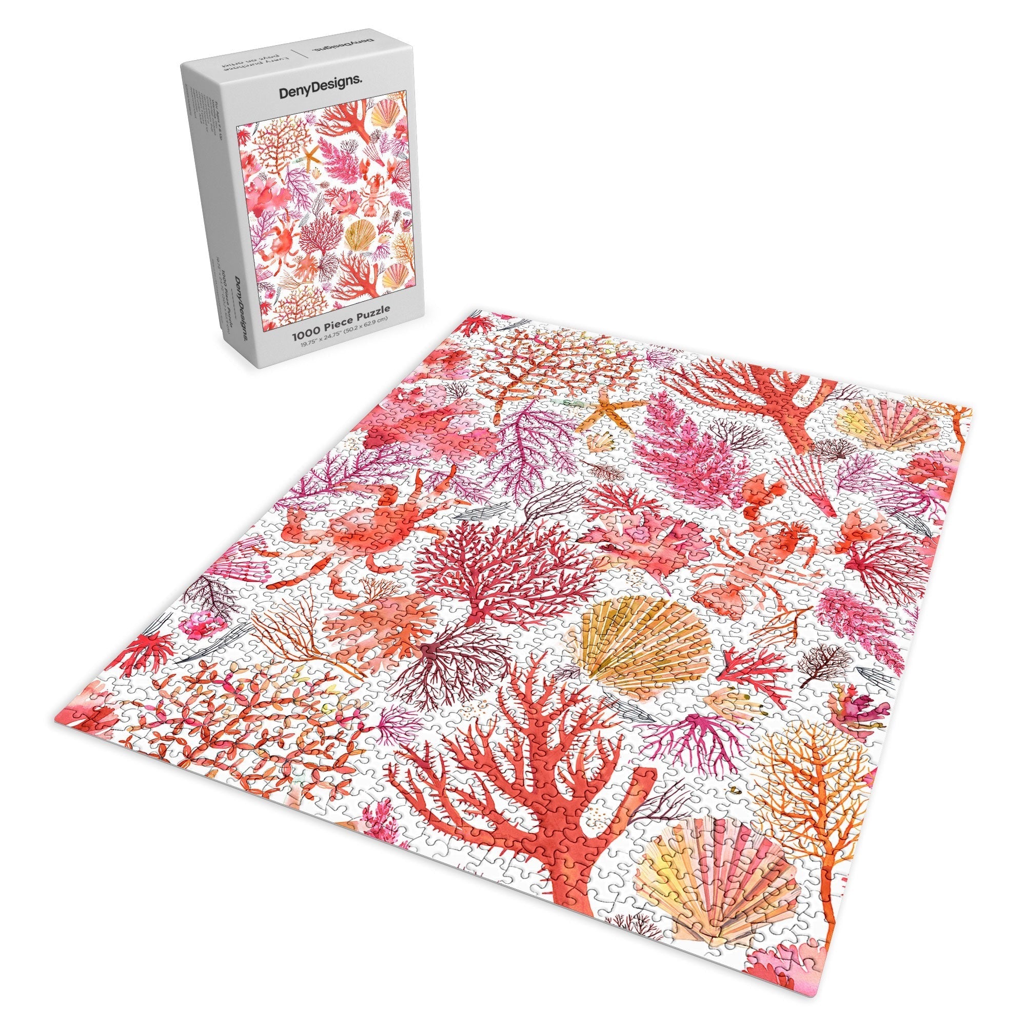 Ninola Design Botanic Retreat Coral Reef Crab Lobster Red Puzzle