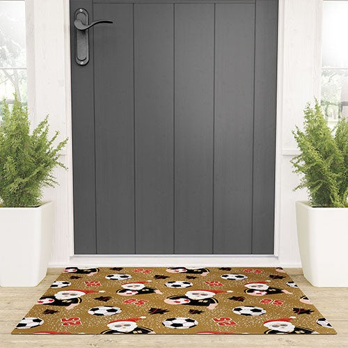 Design by Spark Sporty Soccer Santa Holiday Welcome Mat