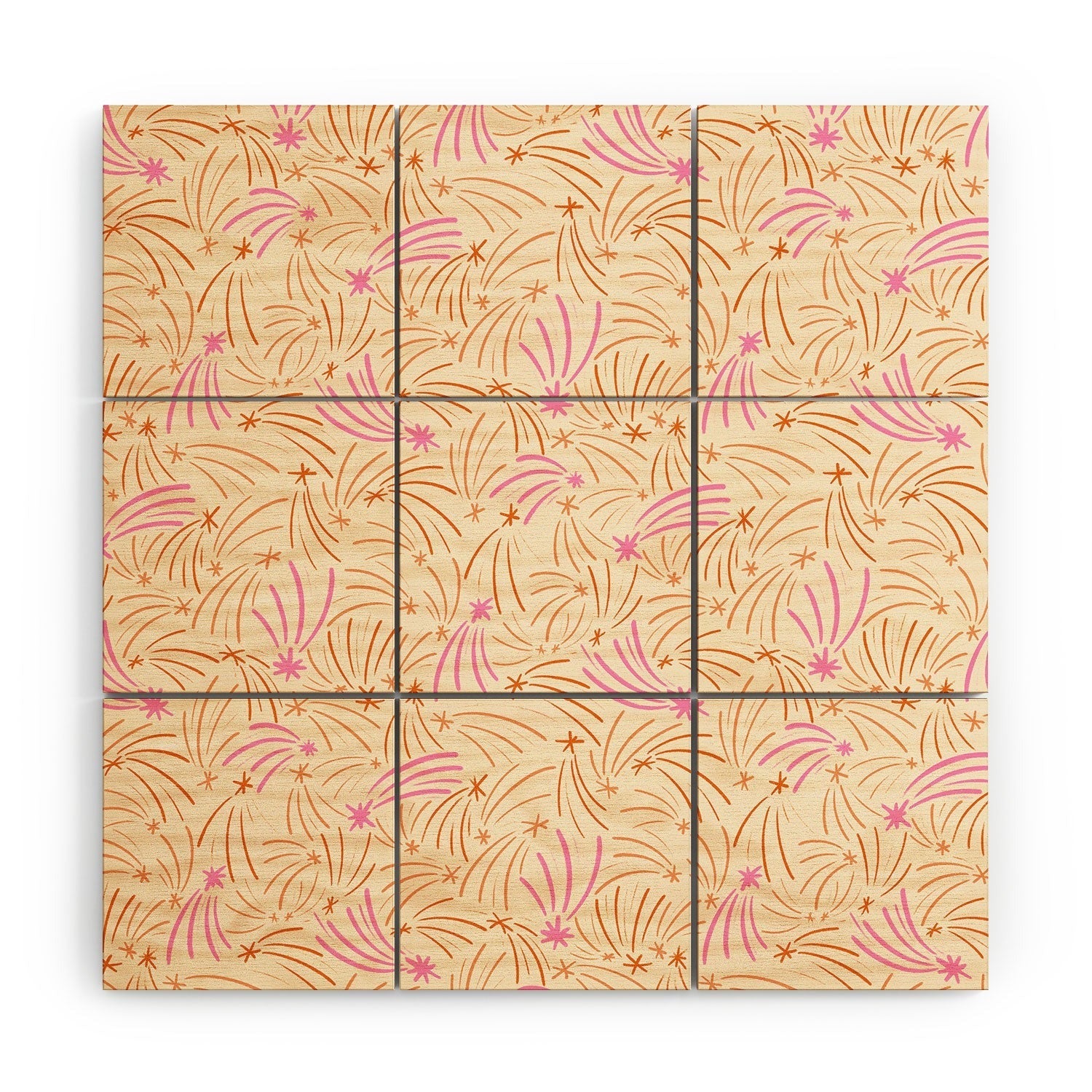 Little Om Pattern Shooting Stars cream Wood Wall Mural