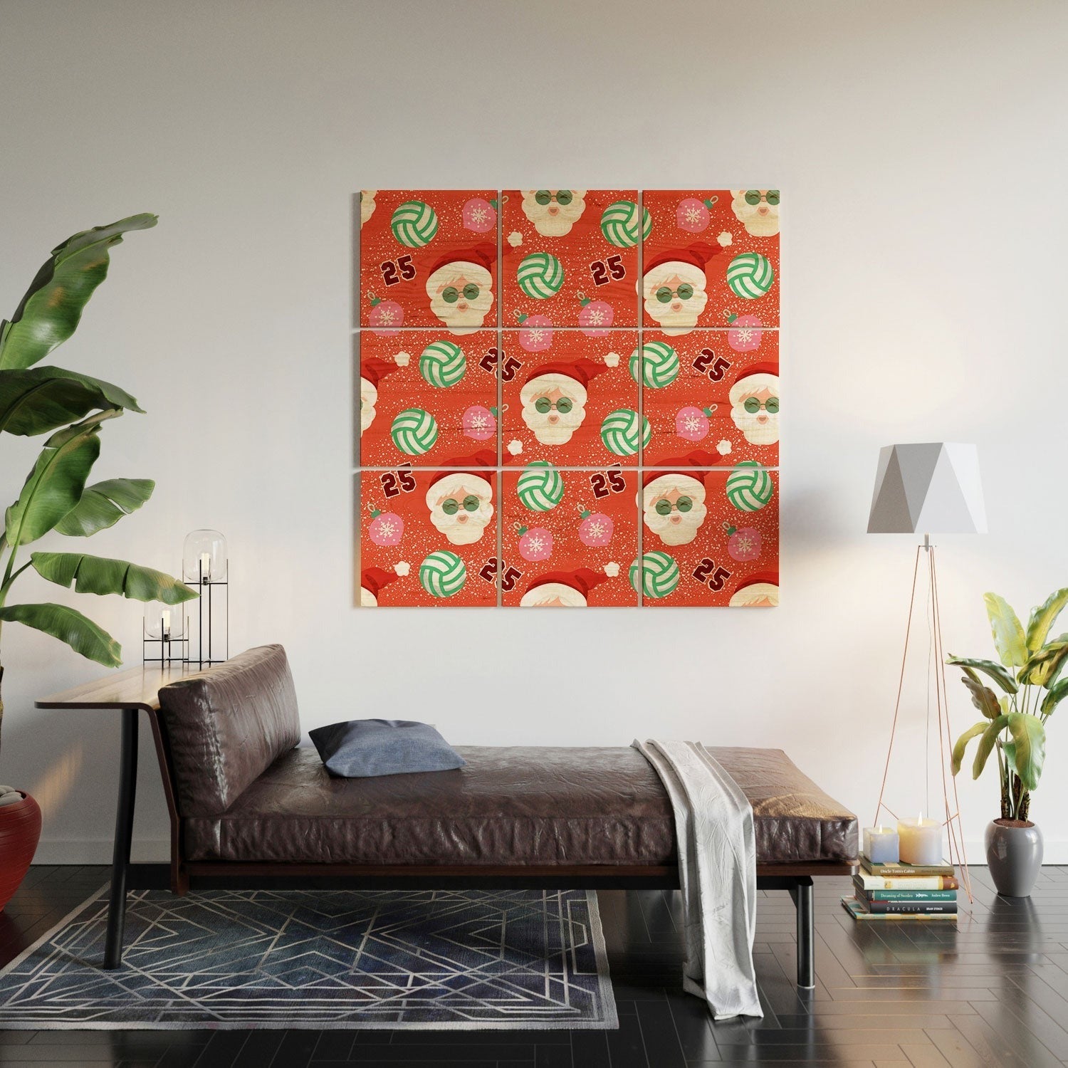 Design by Spark Sporty Volleyball Santa Wood Wall Mural