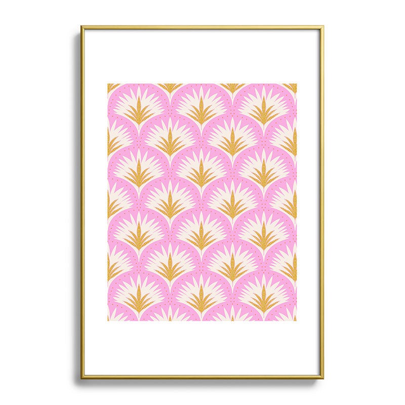 Jennifer Labre Pink Palmetto Metal Framed Art Print