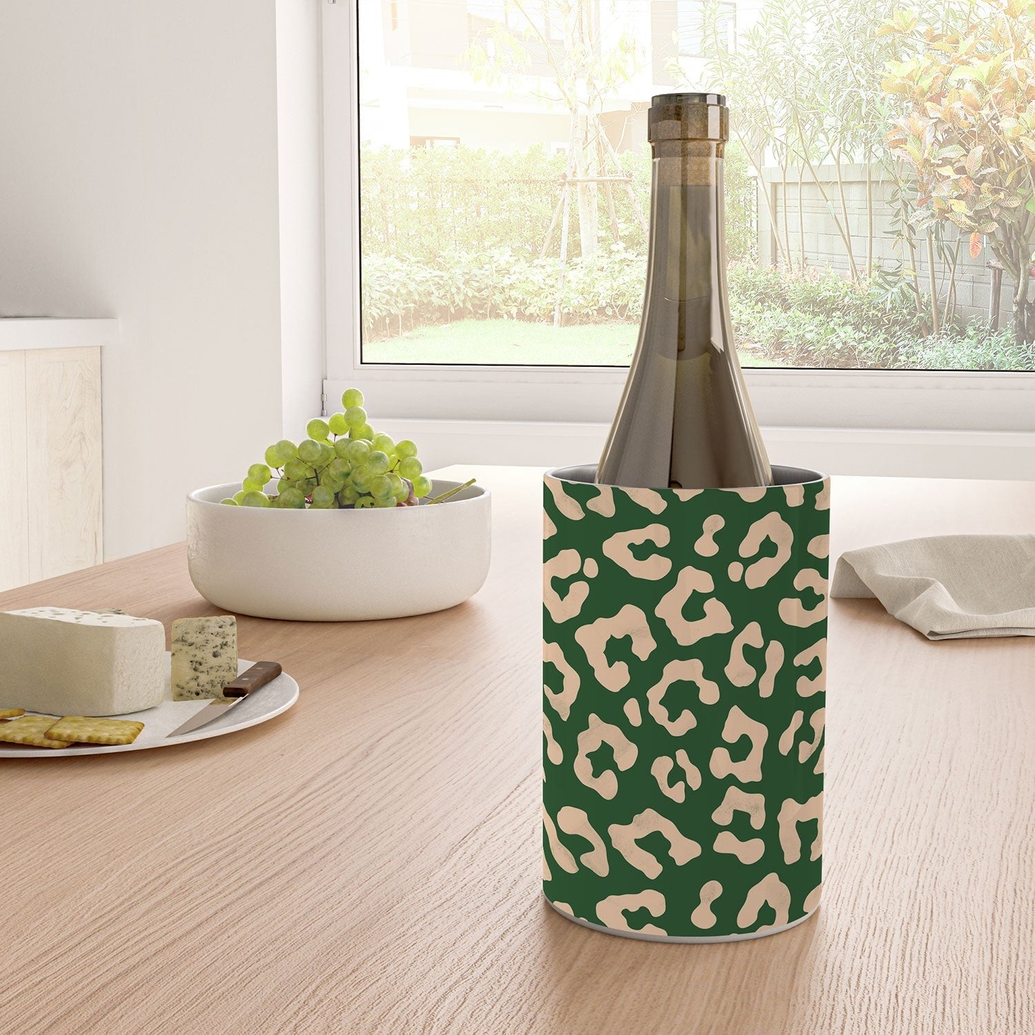 Avenie BR Cheetah Print In Green Wine Chiller